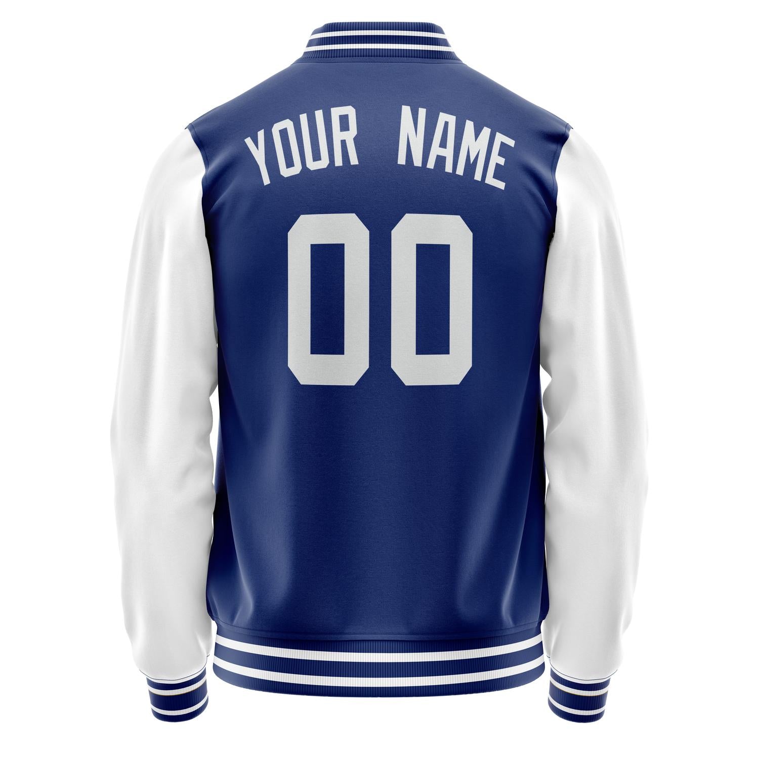 Custom Royal White Solid Color Varsity Letterman Jacket JA02240617XF547