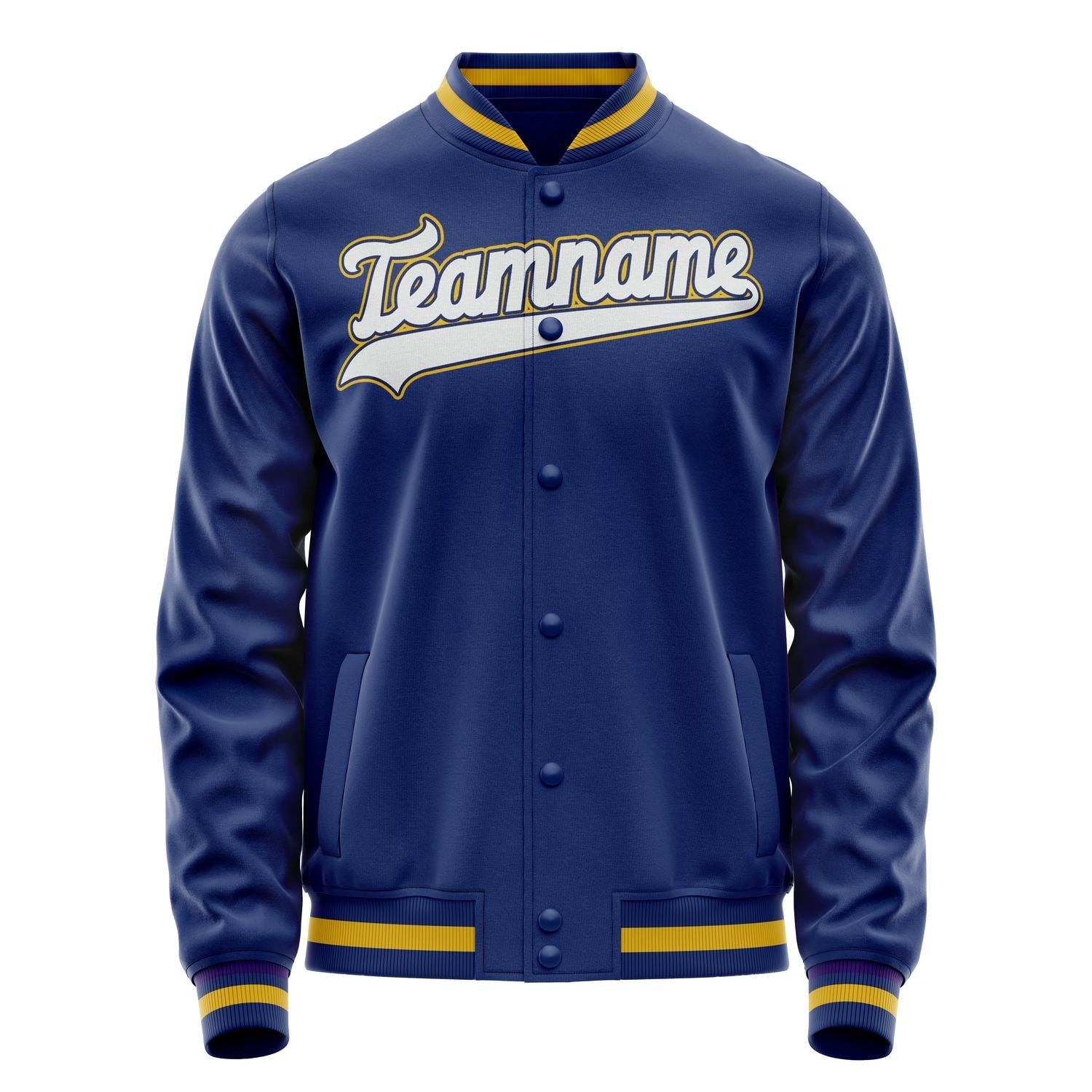 Custom Royal White Solid Color Varsity Letterman Jacket JA02240617XF548