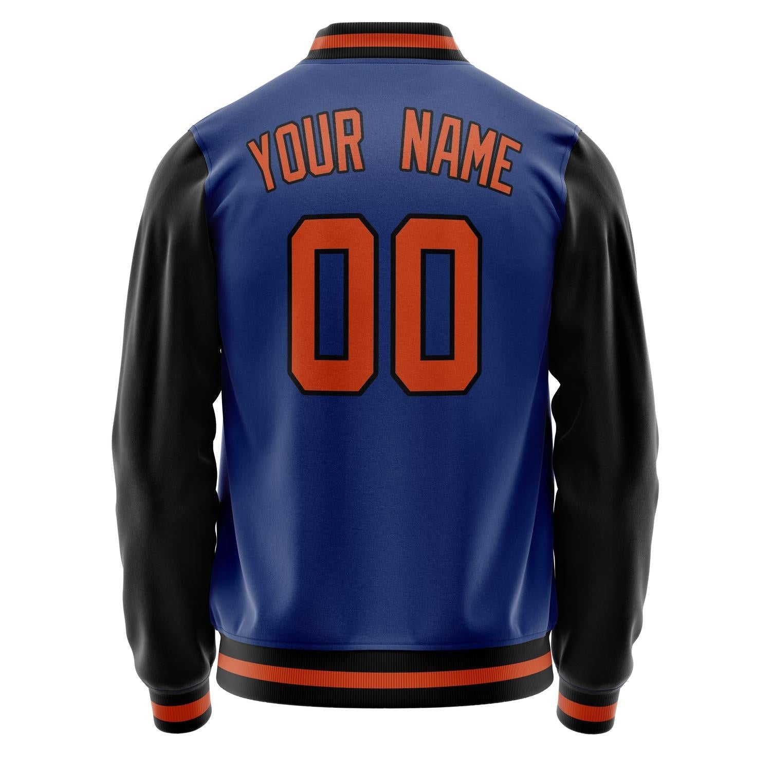 Custom Royal Black Solid Color Varsity Letterman Jacket JA02240617XF551