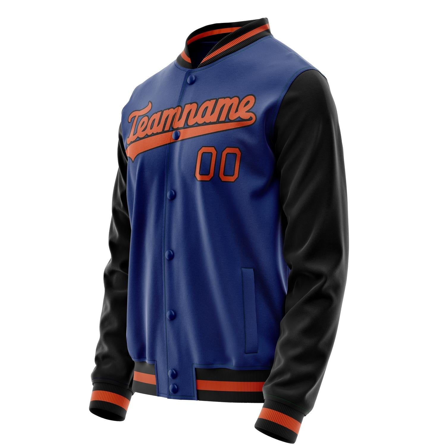 Custom Royal Black Solid Color Varsity Letterman Jacket JA02240617XF551