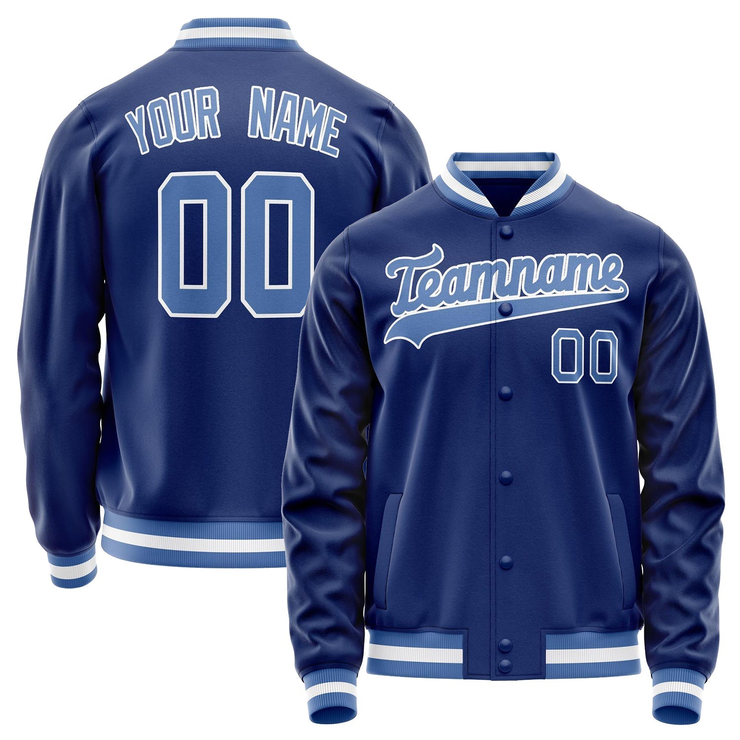 Custom Royal Light-Blue Solid Color Varsity Letterman Jacket JA02240617XF552