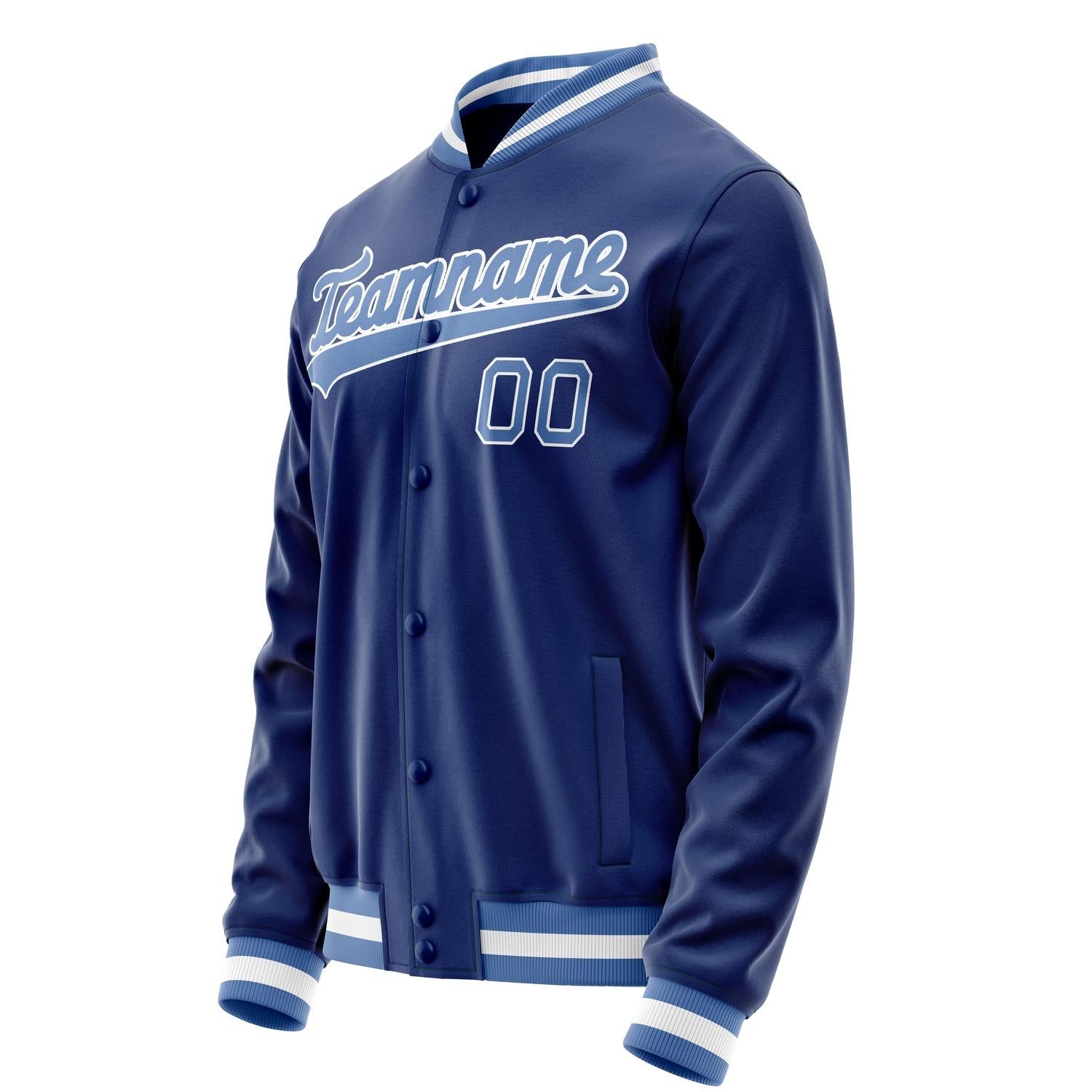 Custom Royal Light-Blue Solid Color Varsity Letterman Jacket JA02240617XF552