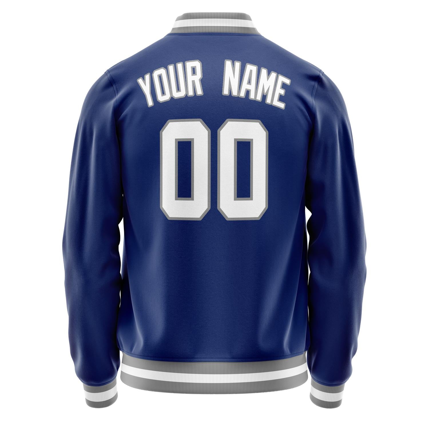 Custom Royal White Solid Color Varsity Letterman Jacket JA02240617XF554