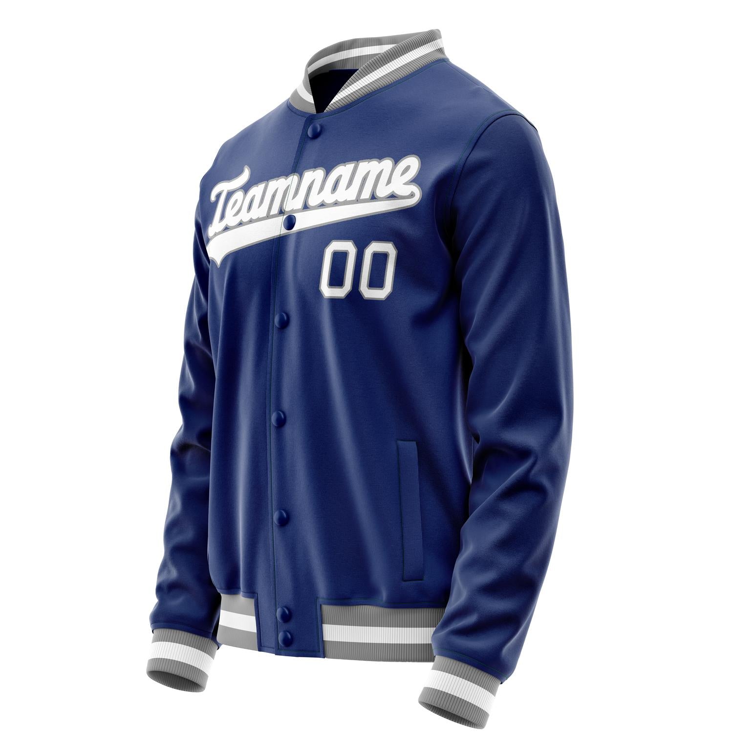 Custom Royal White Solid Color Varsity Letterman Jacket JA02240617XF554