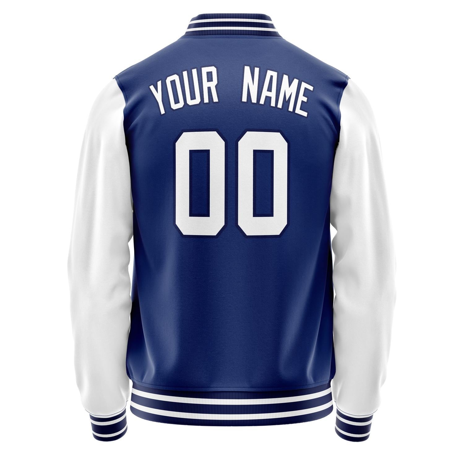 Custom Royal White Solid Color Varsity Letterman Jacket JA02240617XF556