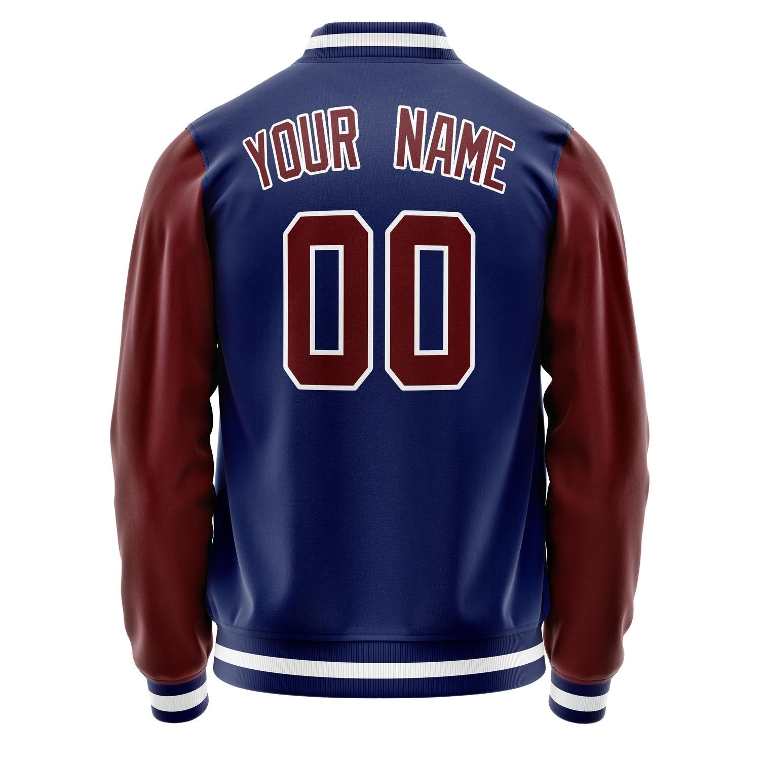 Custom Royal Brown Solid Color Varsity Letterman Jacket JA02240617XF557