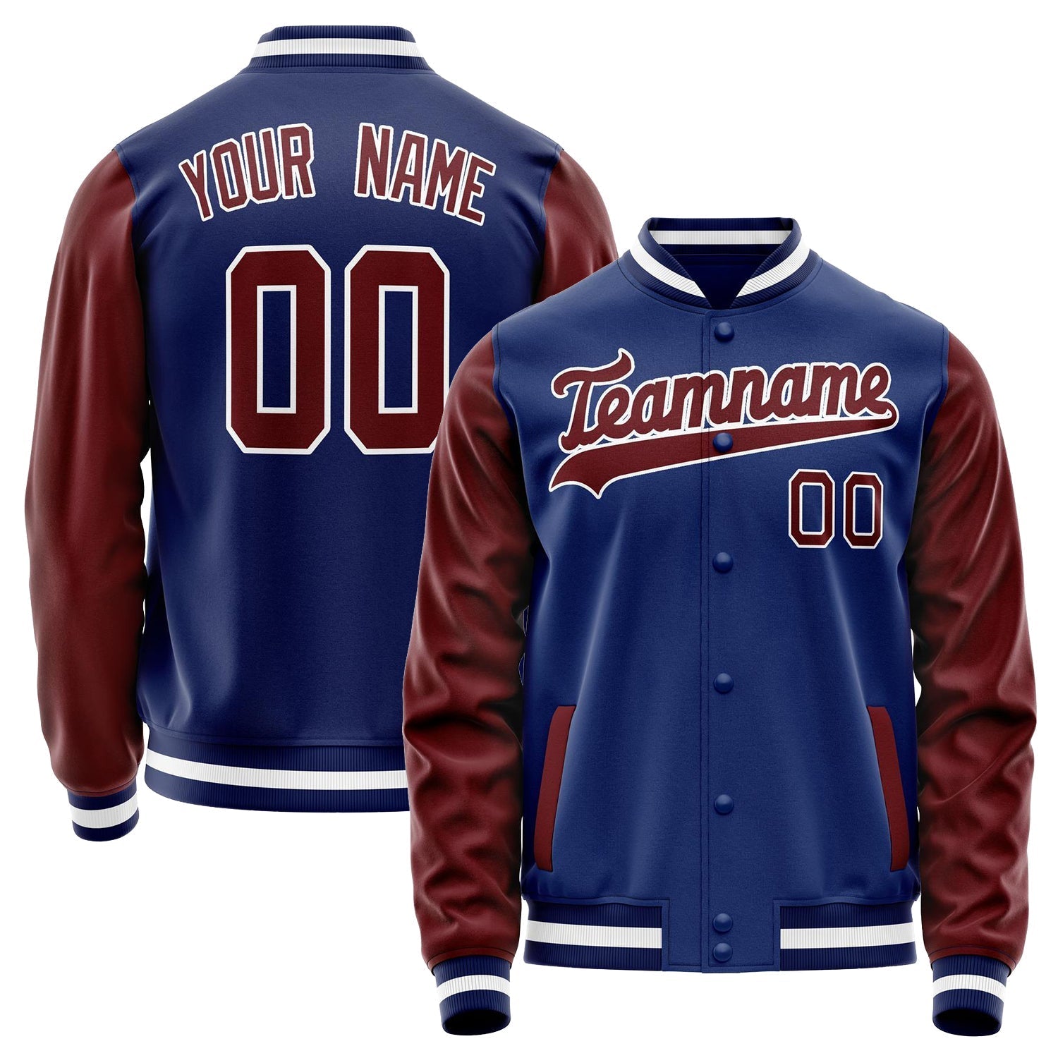 Custom Royal Brown Solid Color Varsity Letterman Jacket JA02240617XF557