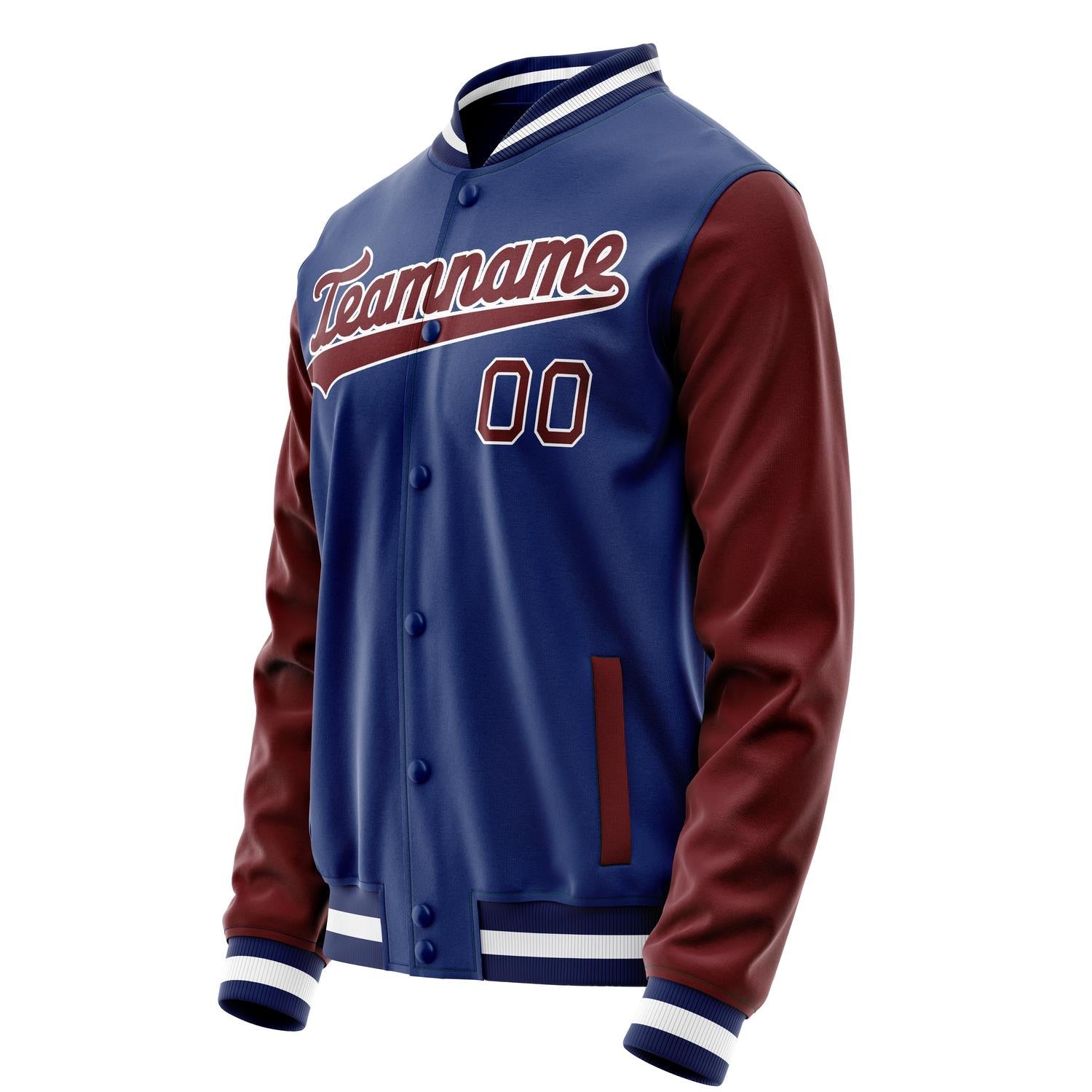 Custom Royal Brown Solid Color Varsity Letterman Jacket JA02240617XF557