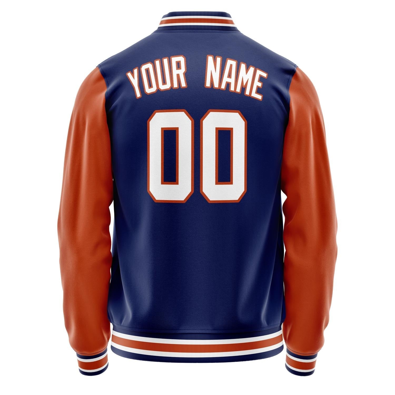 Custom Royal Texas-Orange Solid Color Varsity Letterman Jacket JA02240617XF558