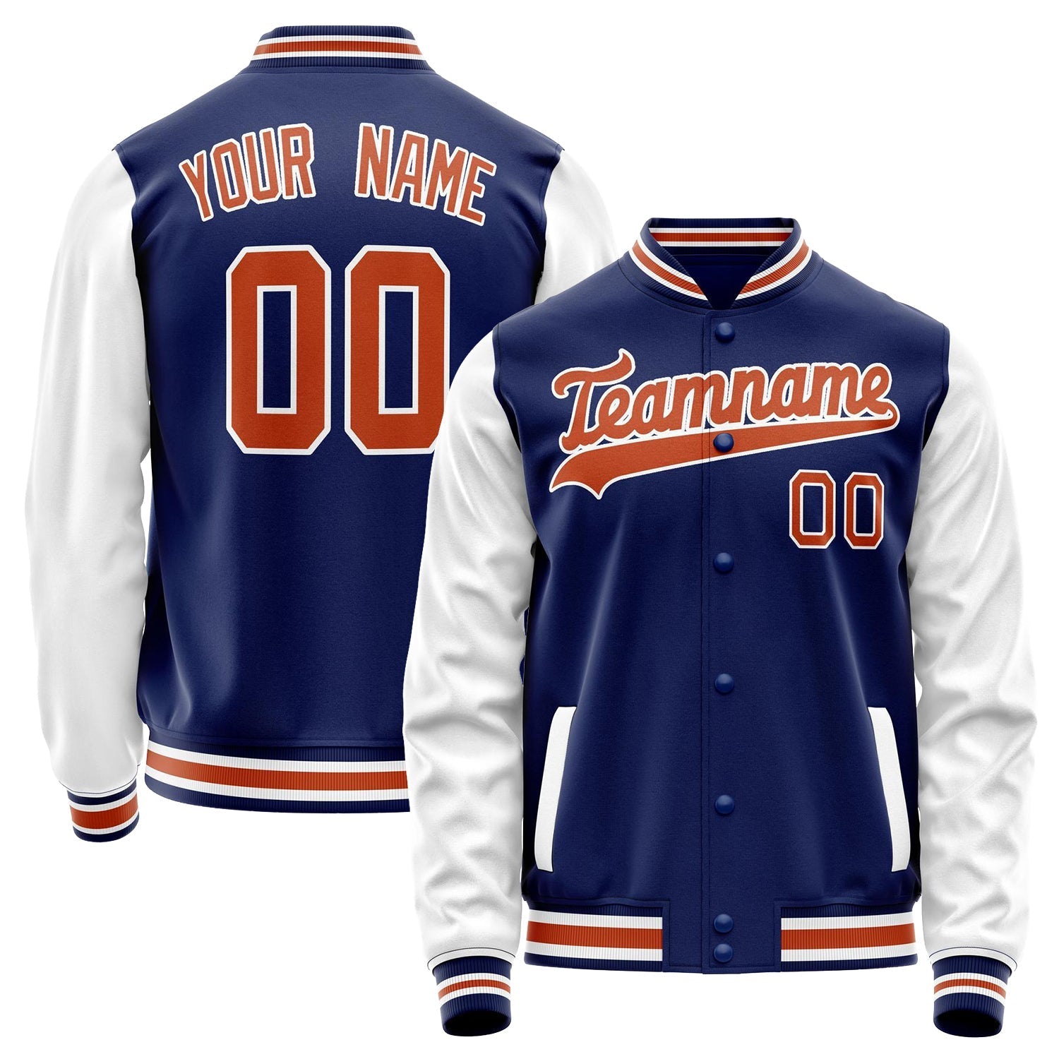 Custom Royal White Solid Color Varsity Letterman Jacket JA02240617XF559