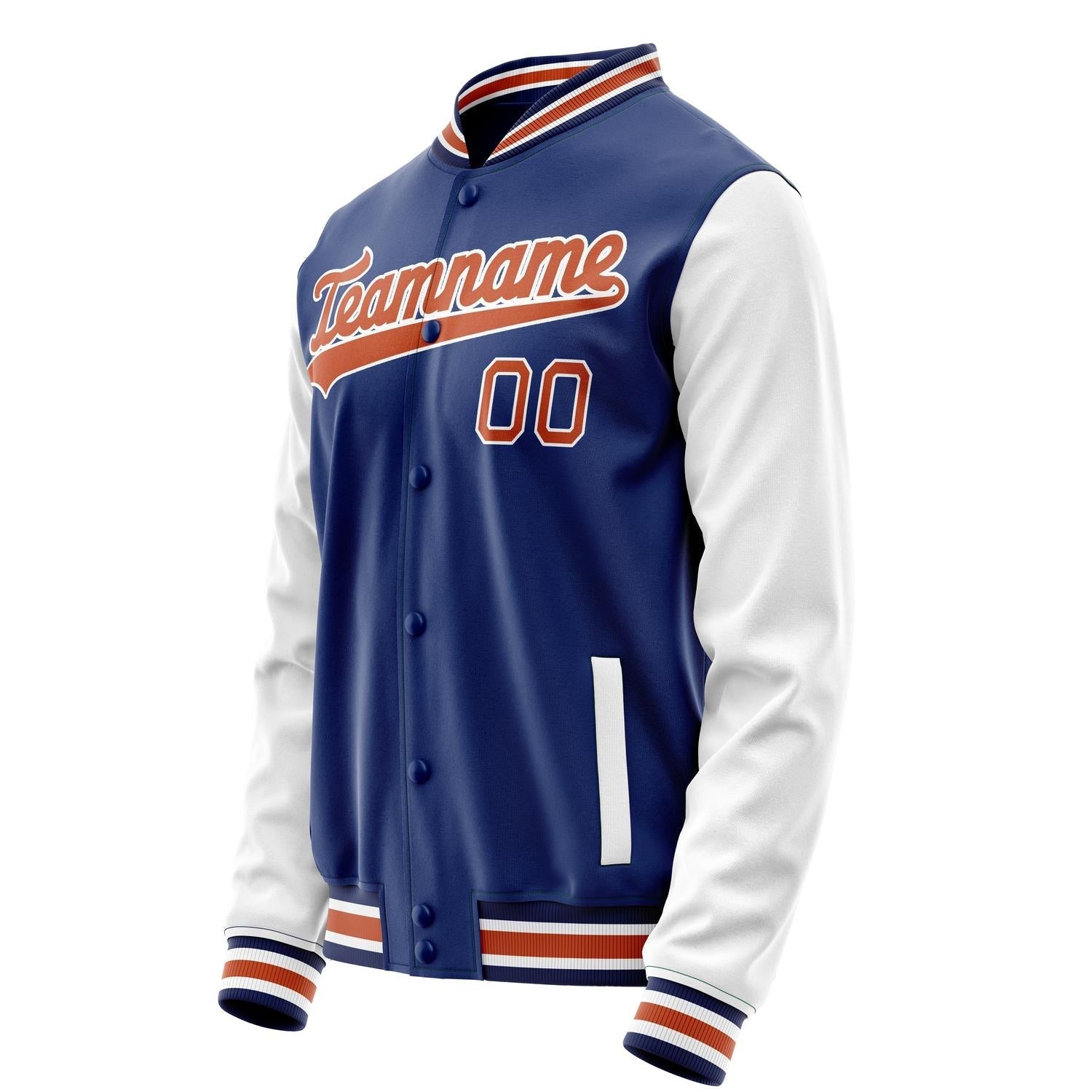Custom Royal White Solid Color Varsity Letterman Jacket JA02240617XF559