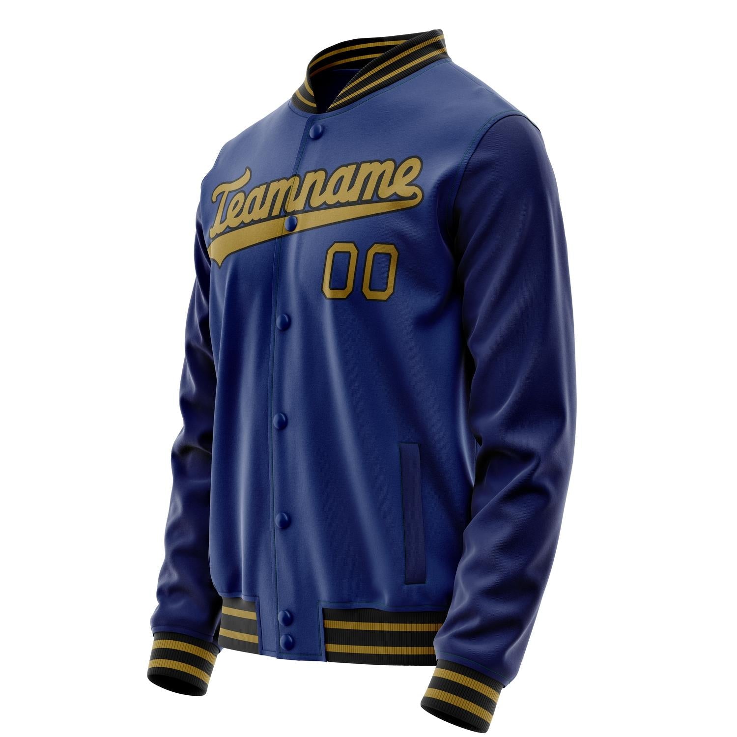 Custom Royal Old-Gold Solid Color Varsity Letterman Jacket JA02240617XF560