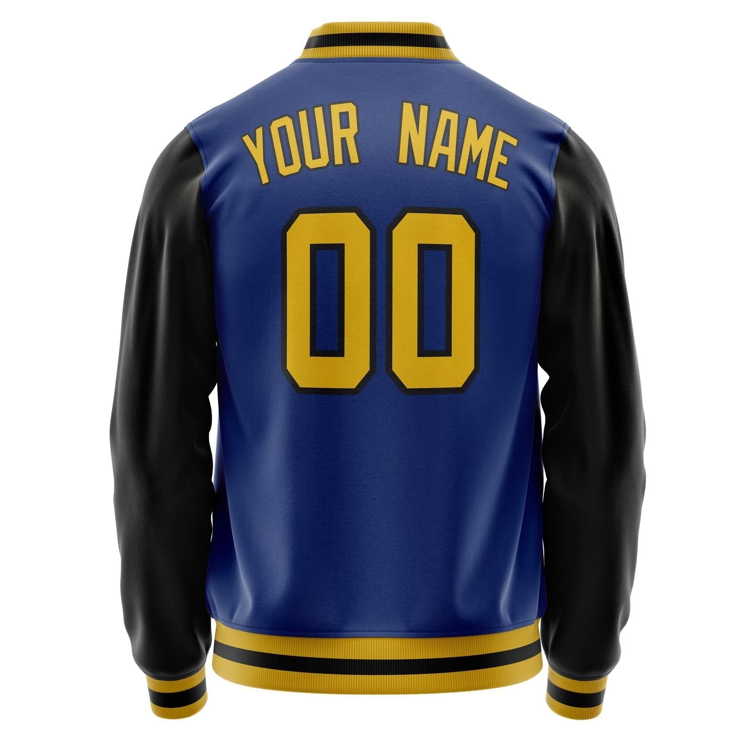 Custom Royal Black Solid Color Varsity Letterman Jacket JA02240617XF562
