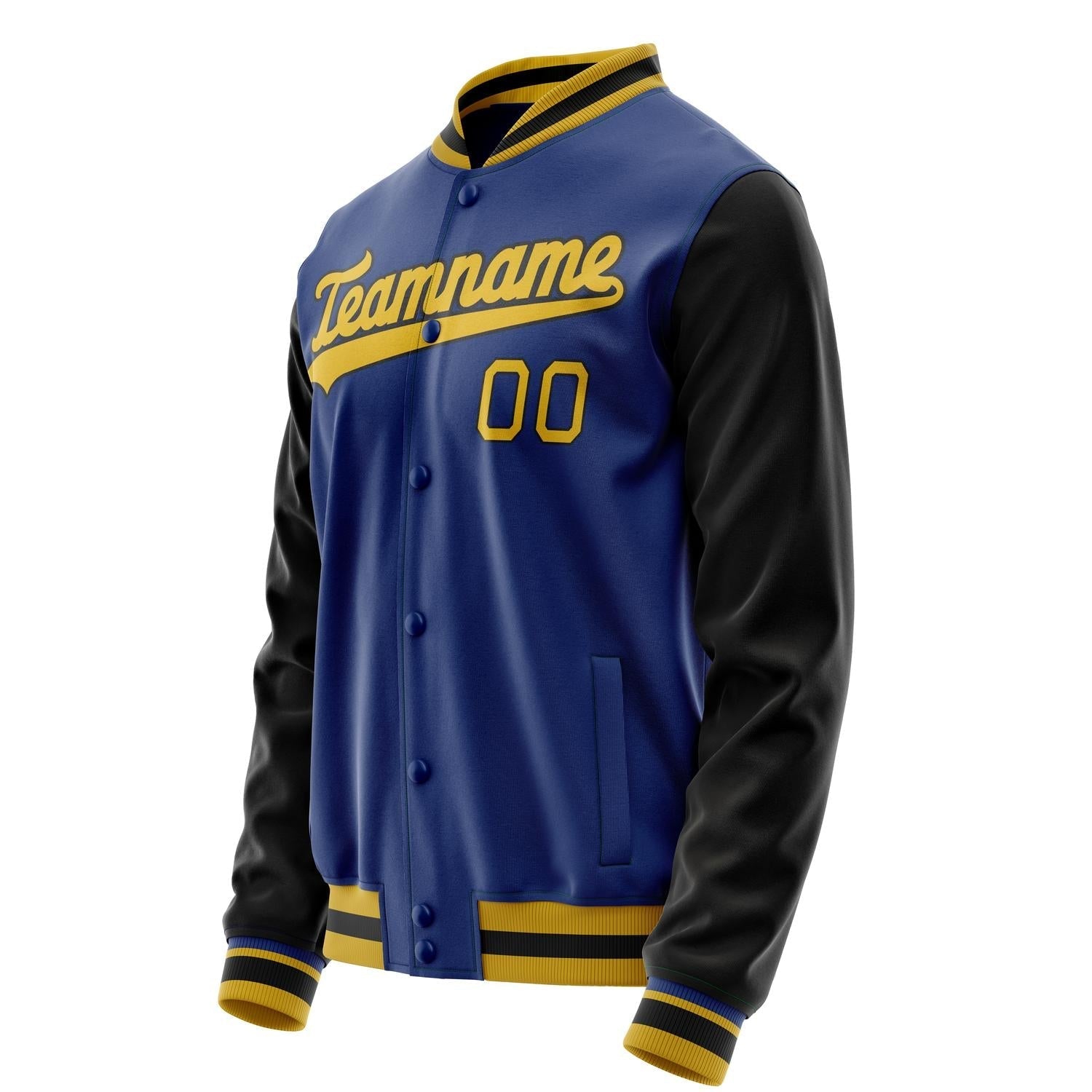 Custom Royal Black Solid Color Varsity Letterman Jacket JA02240617XF562