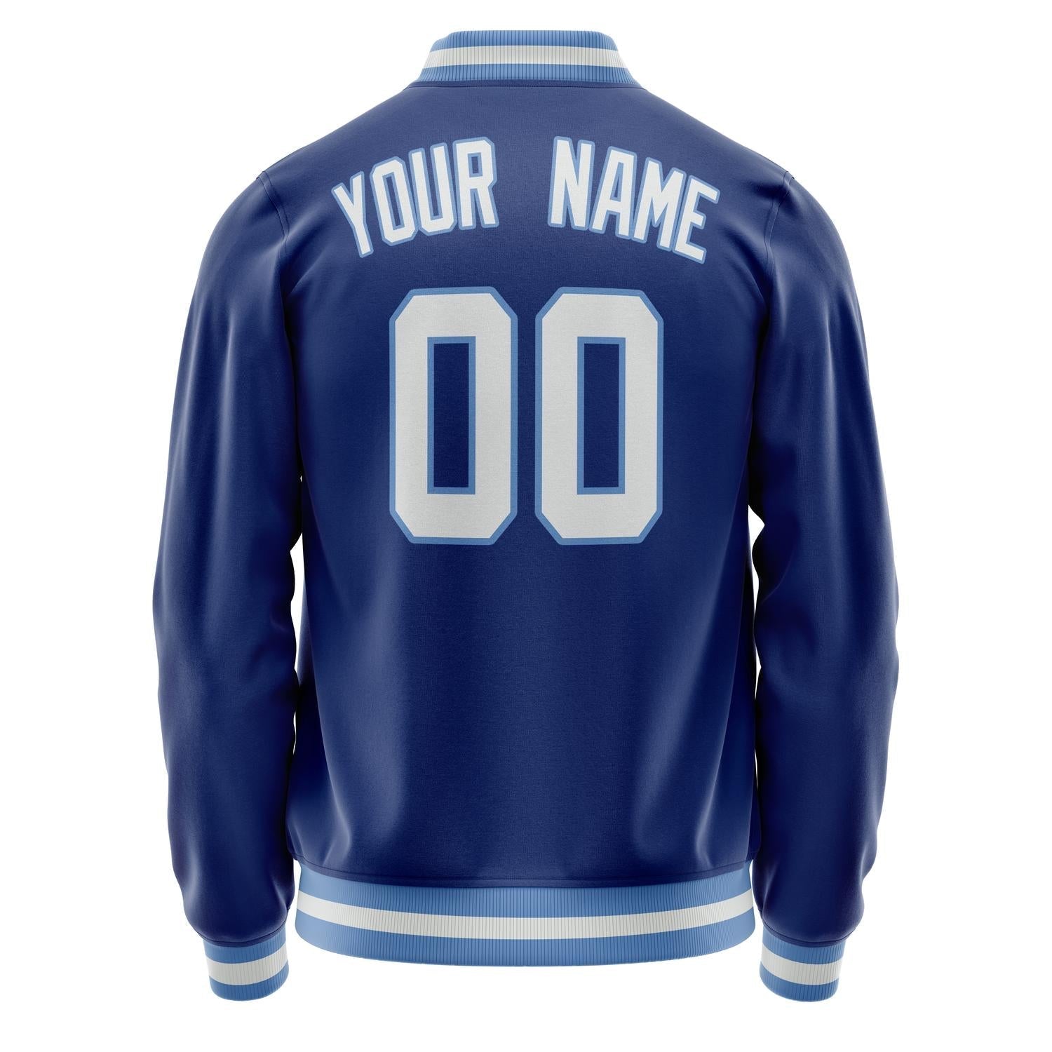 Custom Royal White Solid Color Varsity Letterman Jacket JA02240617XF563
