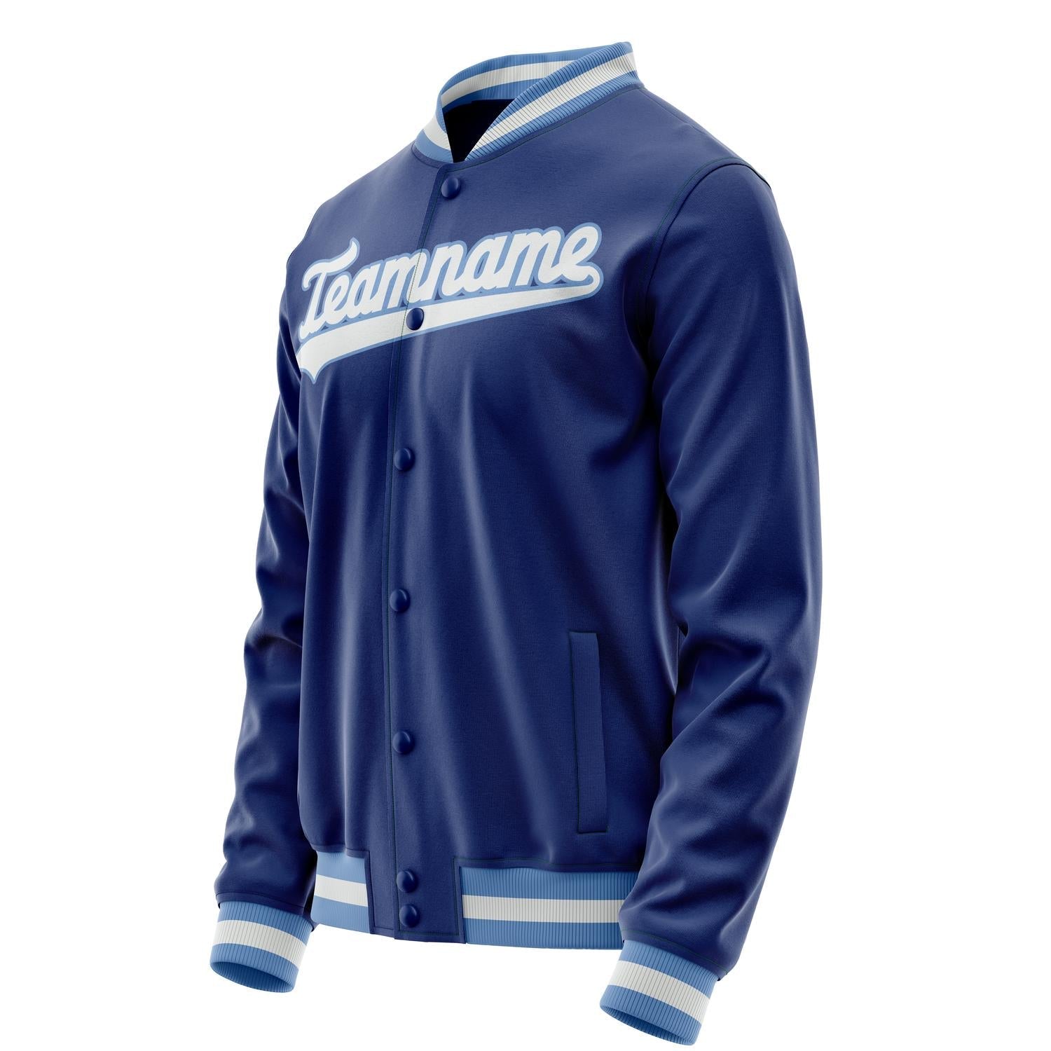 Custom Royal White Solid Color Varsity Letterman Jacket JA02240617XF563