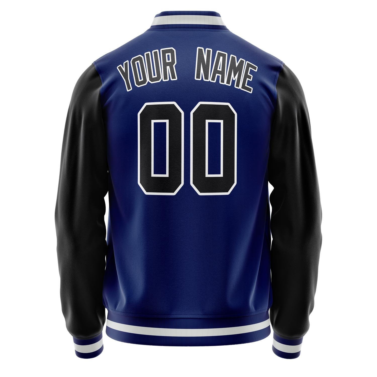 Custom Royal Black Solid Color Varsity Letterman Jacket JA02240617XF564