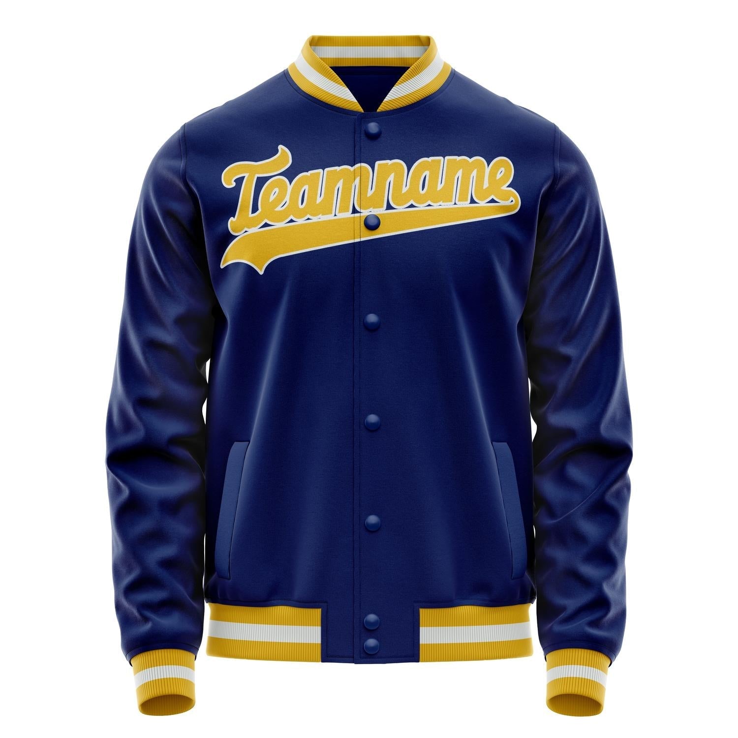 Custom Royal Gold Solid Color Varsity Letterman Jacket JA02240617XF565
