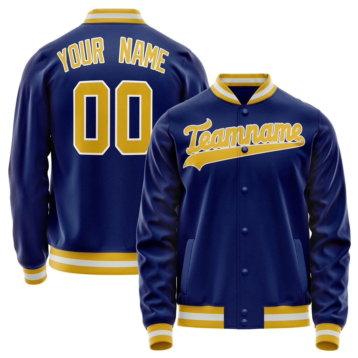 Custom Royal Gold Solid Color Varsity Letterman Jacket JA02240617XF565