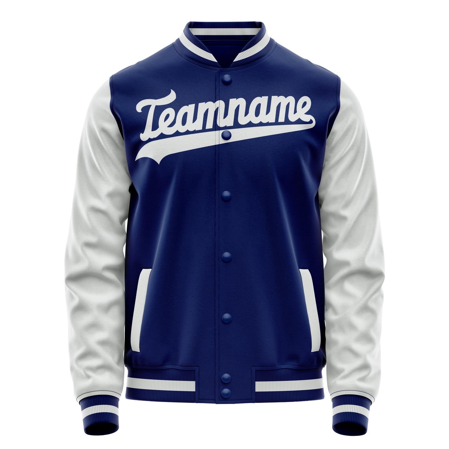 Custom Royal White Solid Color Varsity Letterman Jacket JA02240617XF566