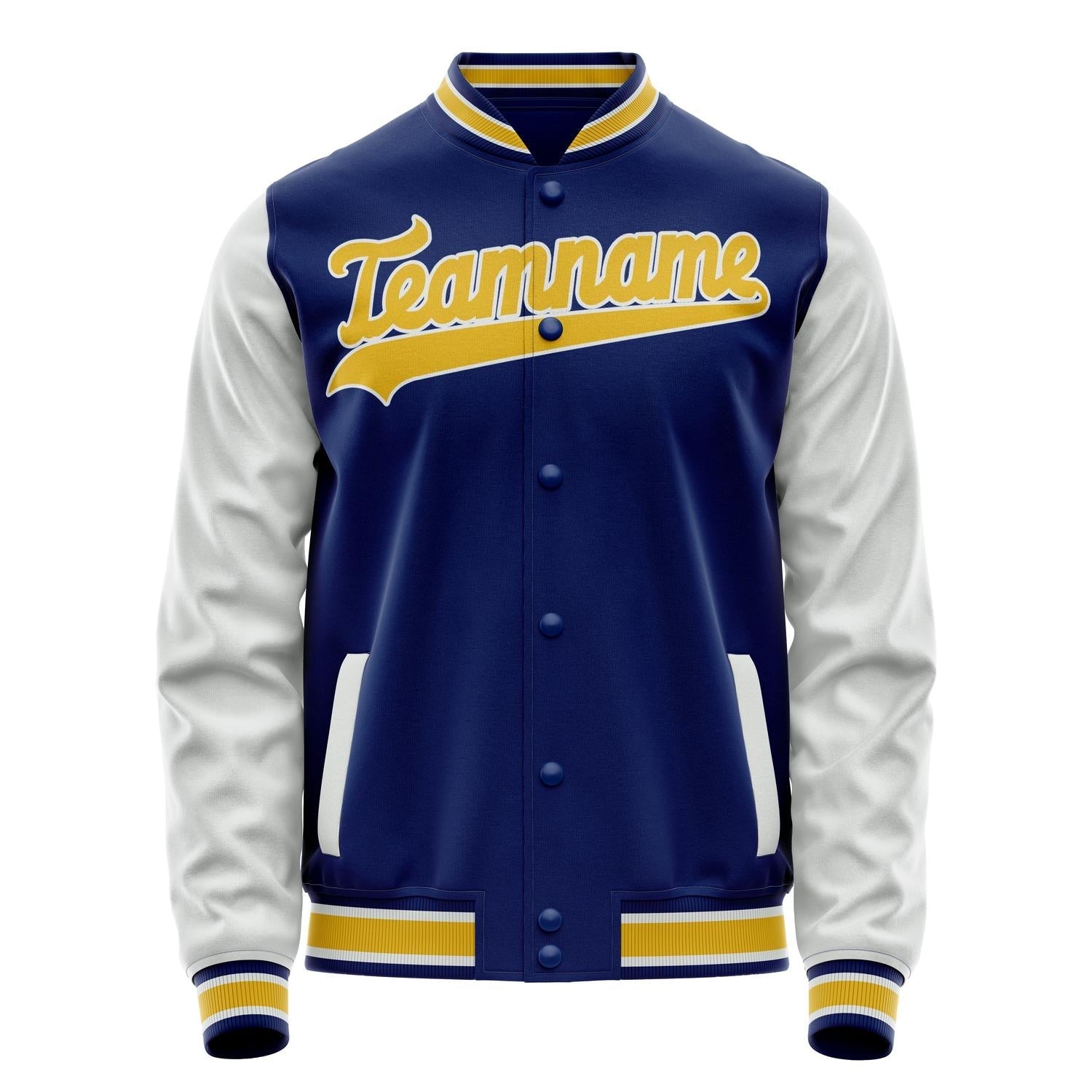 Custom Royal White Solid Color Varsity Letterman Jacket JA02240617XF567