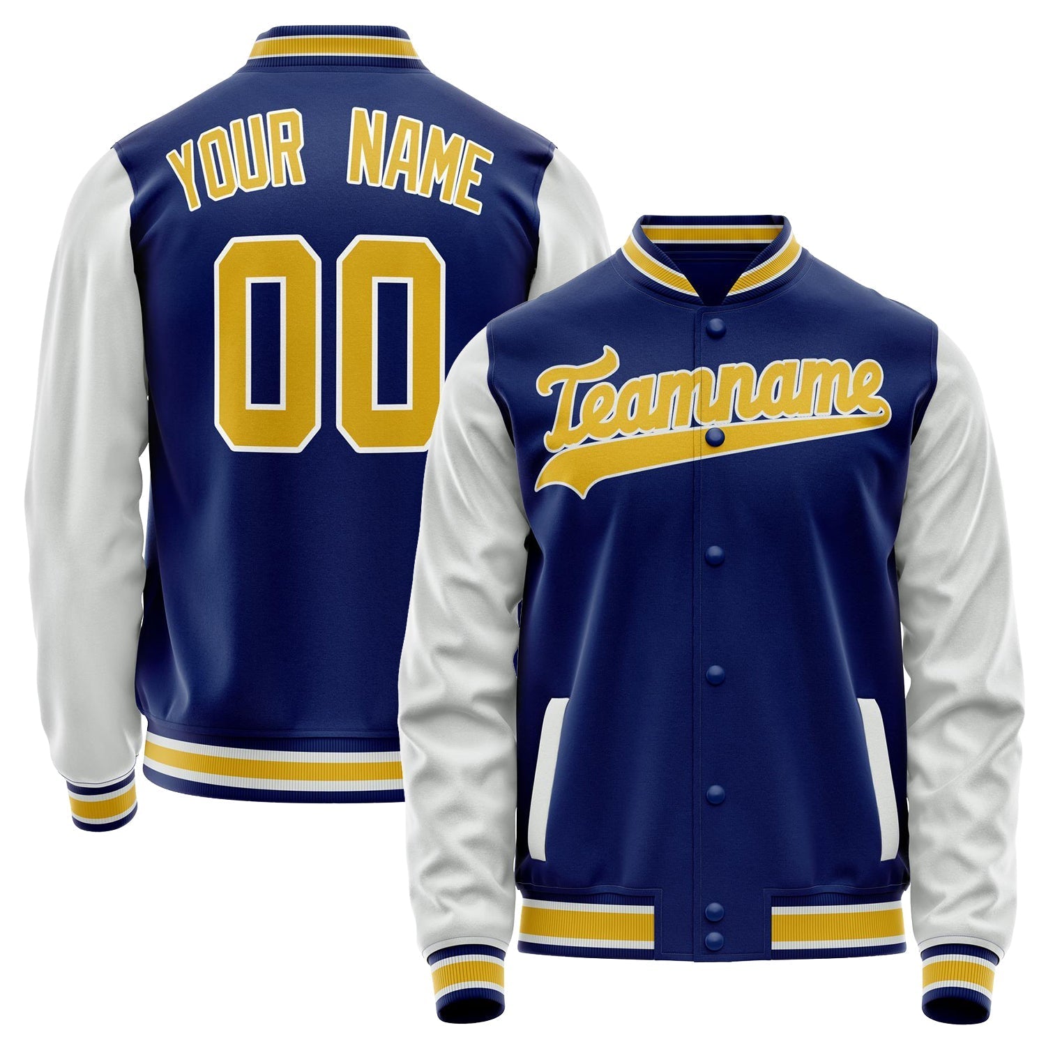Custom Royal White Solid Color Varsity Letterman Jacket JA02240617XF567