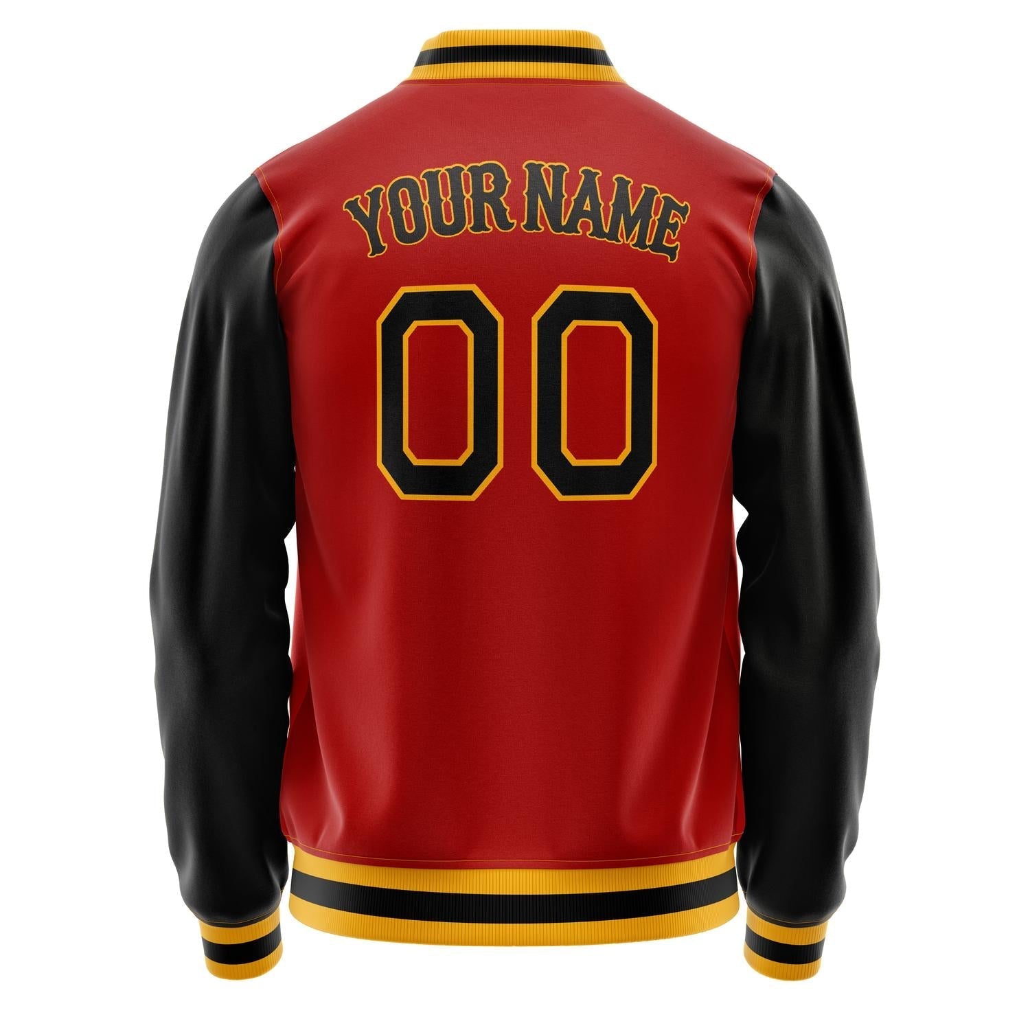 Custom Red Black Solid Color Varsity Letterman Jacket JA02240617XY389