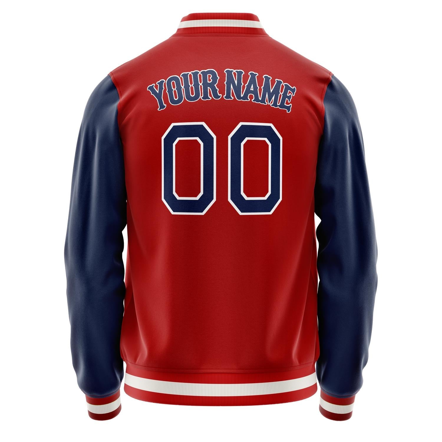 Custom Red Navy Solid Color Varsity Letterman Jacket JA02240617XY390
