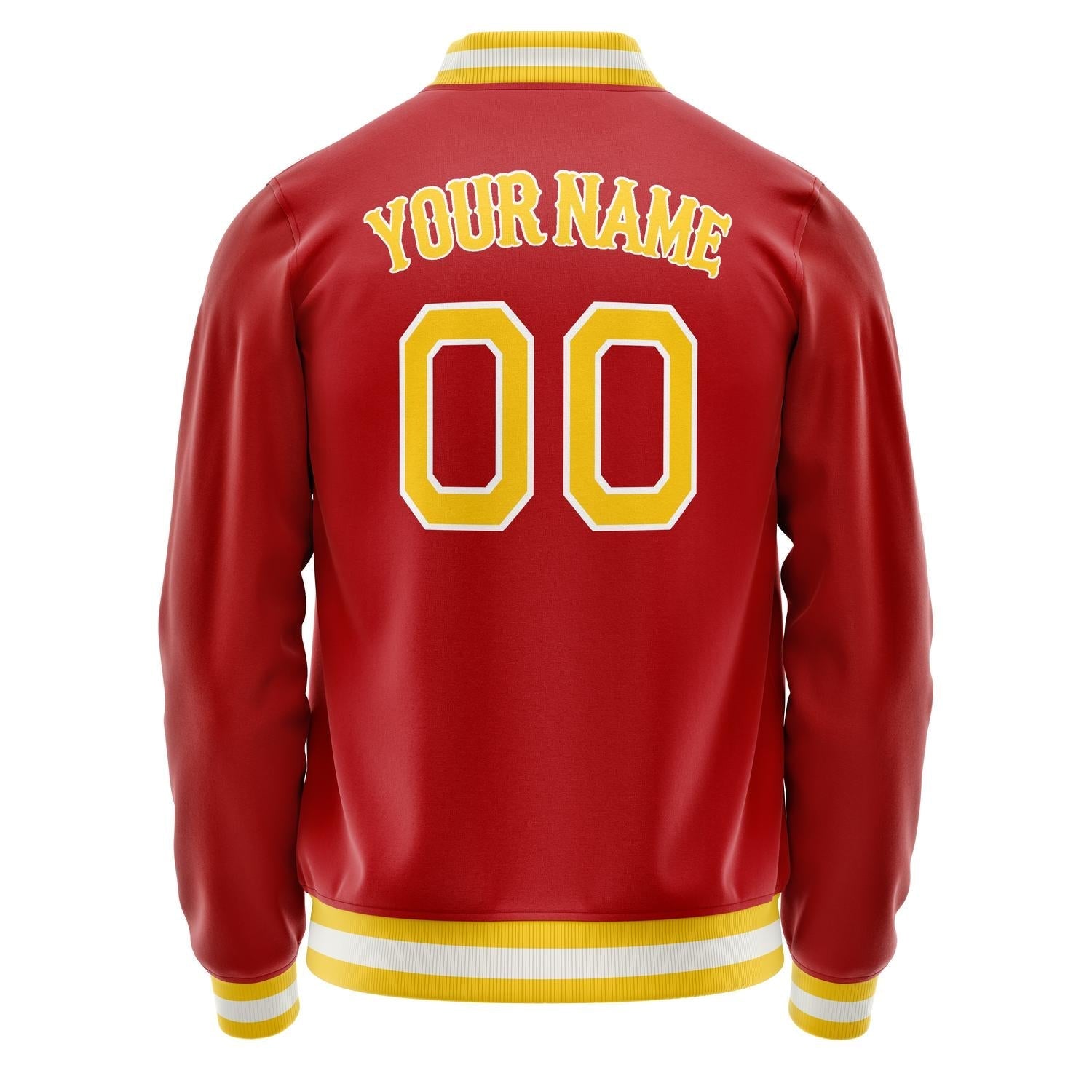 Custom Red Gold Solid Color Varsity Letterman Jacket JA02240617XY394