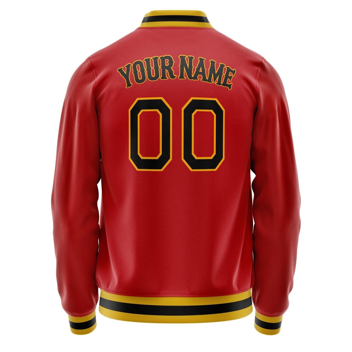Custom Red Black Solid Color Varsity Letterman Jacket JA02240617XY395