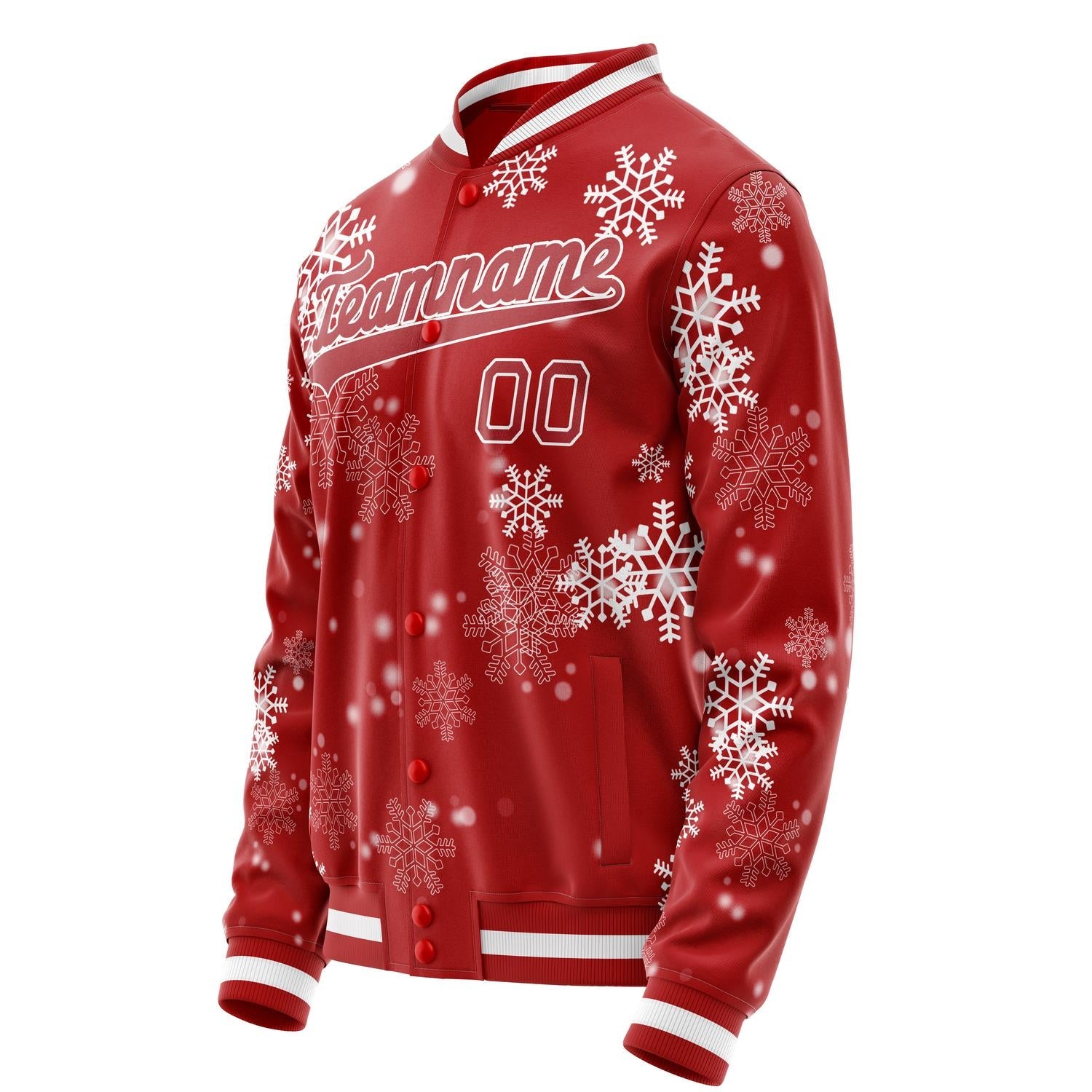 Custom Red White Christmas 3D Varsity Letterman Jacket JA02240617XY399