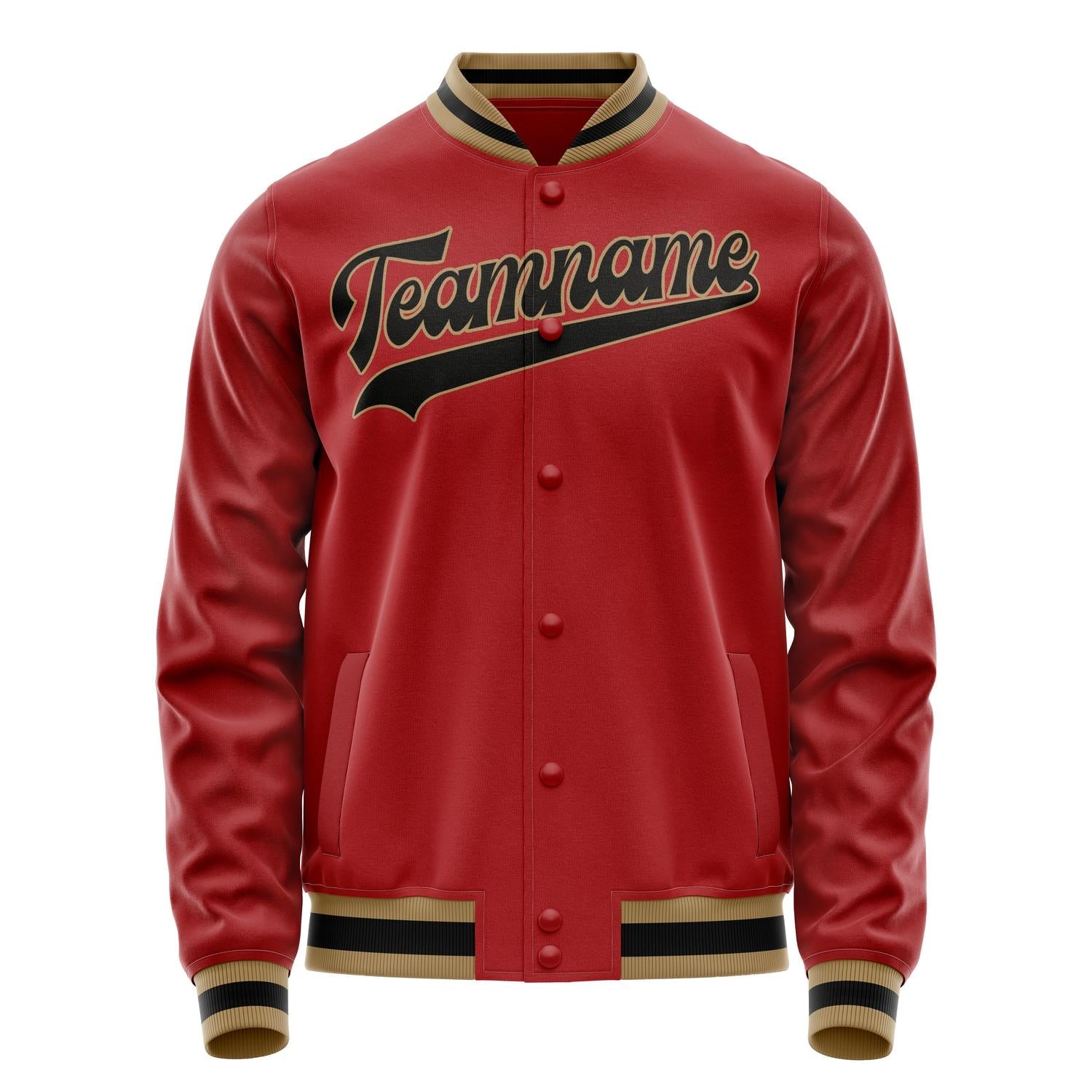 Custom Red Black Solid Color Varsity Letterman Jacket JA02240617XY401