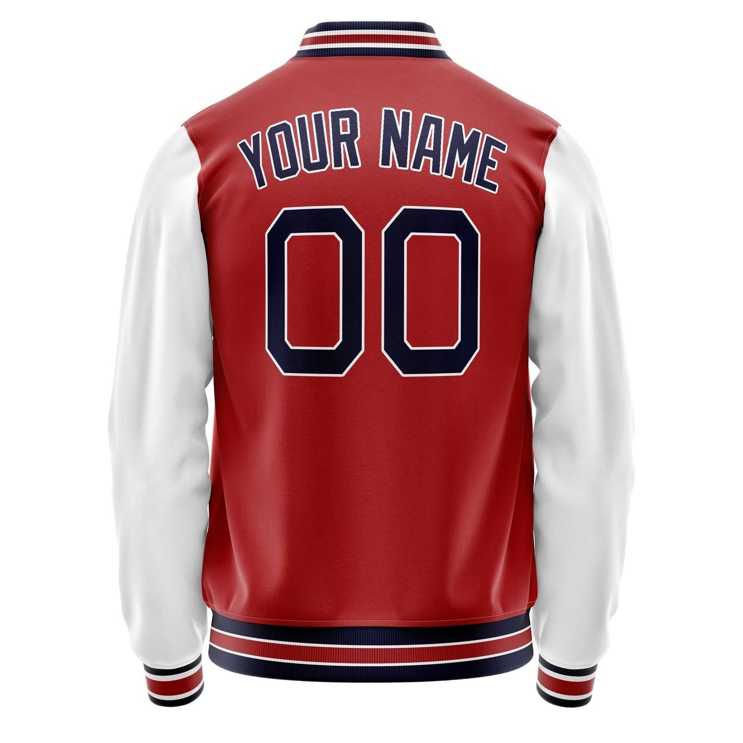 Custom Red White Solid Color Varsity Letterman Jacket JA02240617XY402