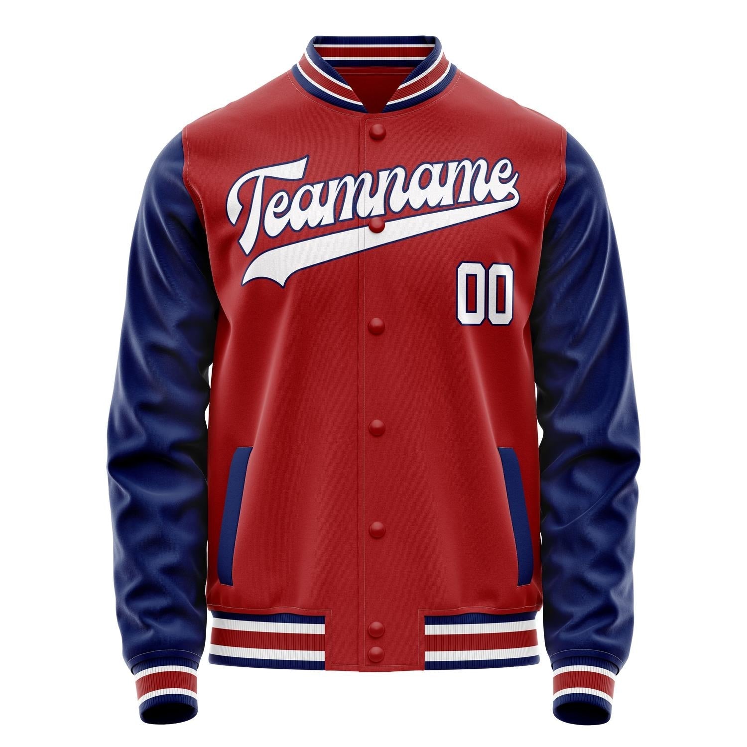 Custom Red Royal Solid Color Varsity Letterman Jacket JA02240617XY403