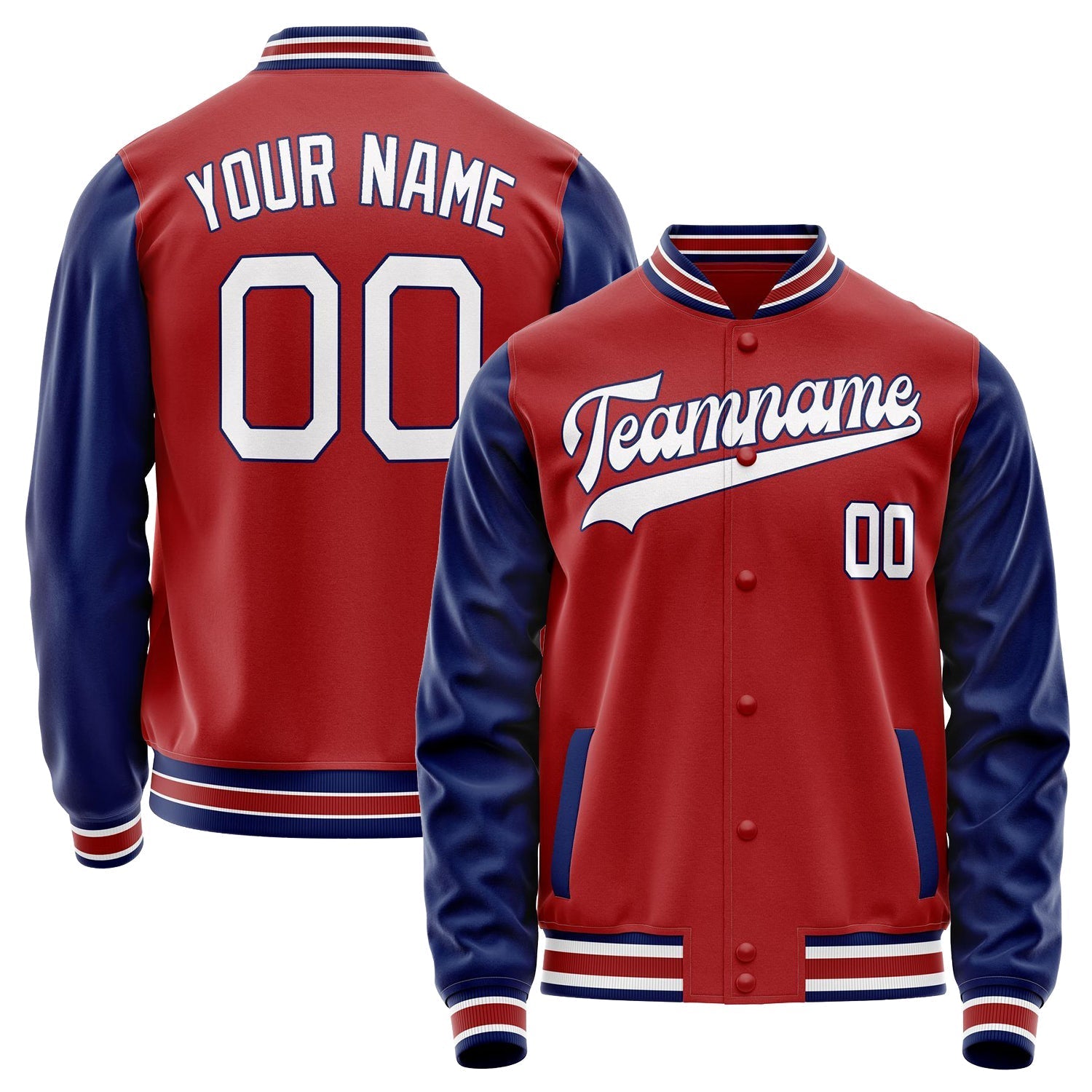Custom Red Royal Solid Color Varsity Letterman Jacket JA02240617XY403