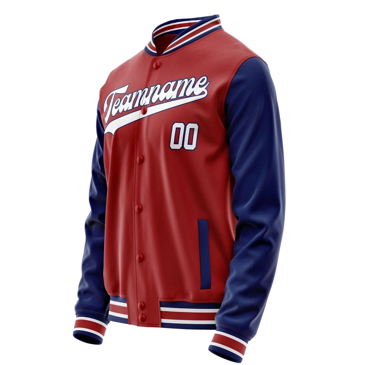 Custom Red Royal Solid Color Varsity Letterman Jacket JA02240617XY403