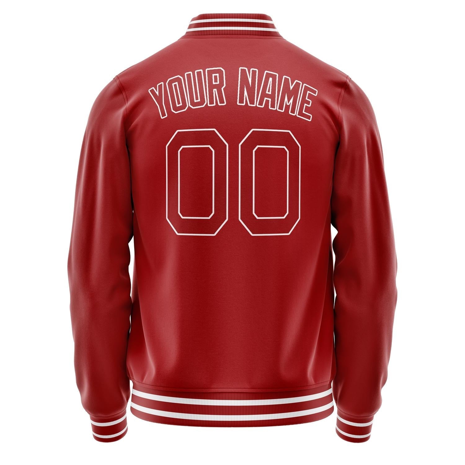 Custom Red White Solid Color Varsity Letterman Jacket JA02240617XY406