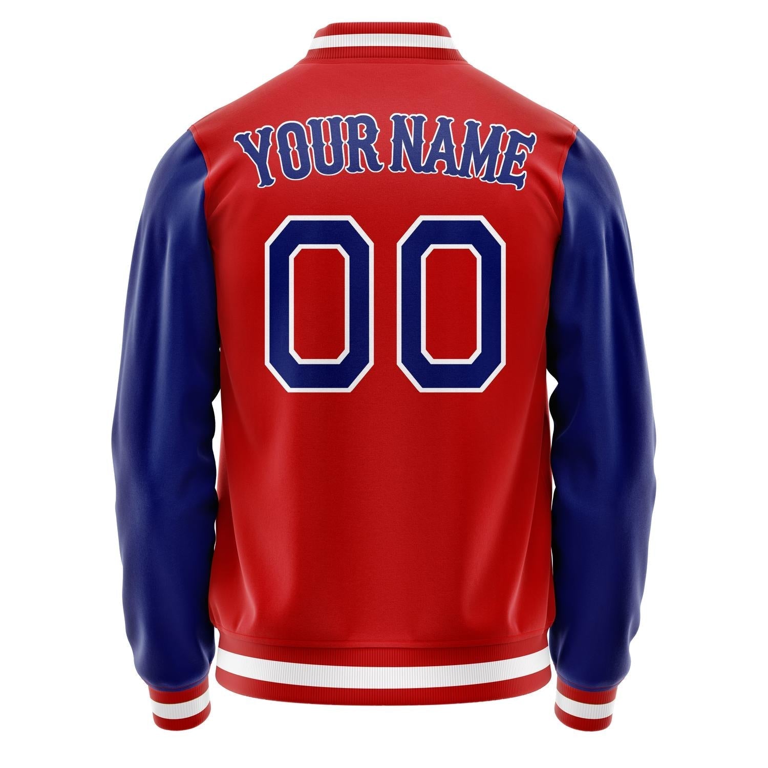 Custom Red Royal Solid Color Varsity Letterman Jacket JA02240617XY409