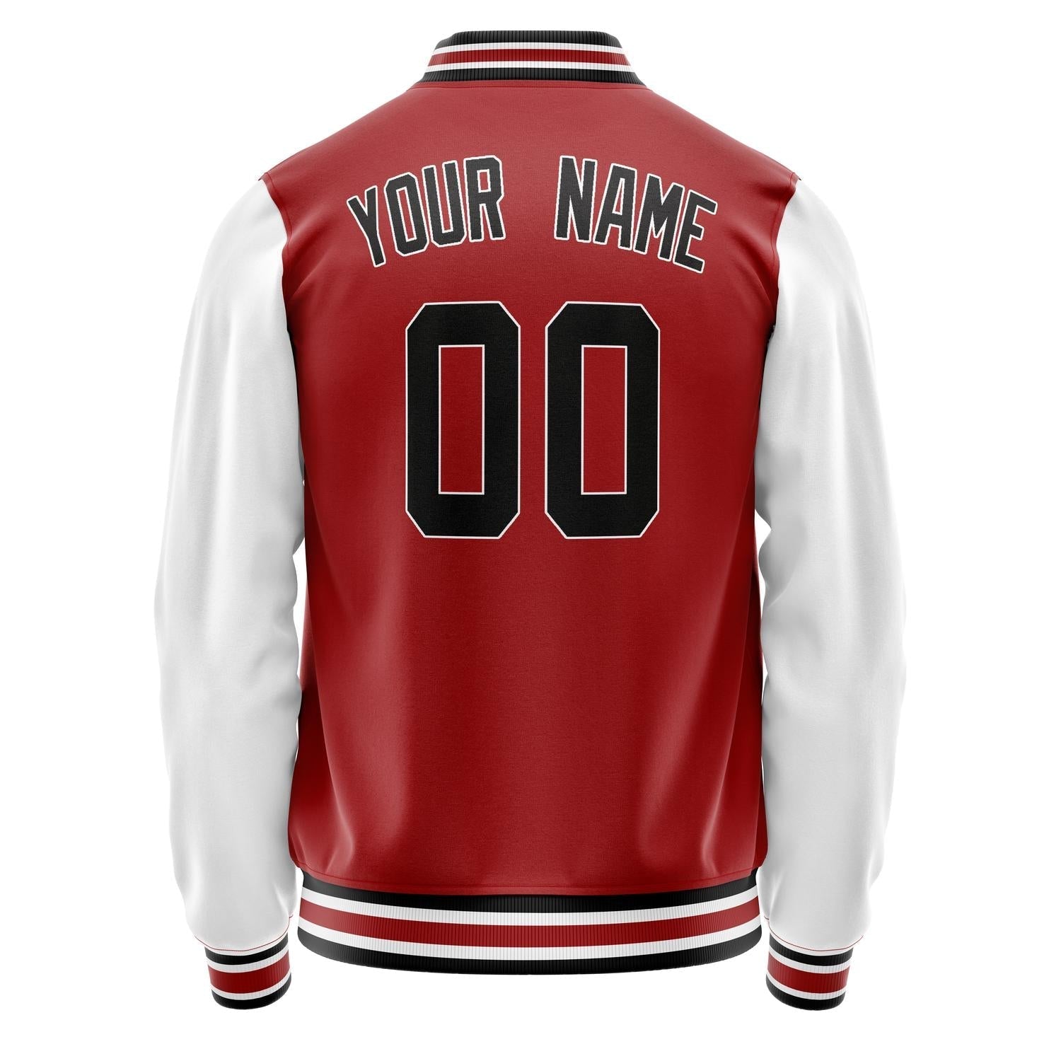 Custom Red White Solid Color Varsity Letterman Jacket JA02240617XY410