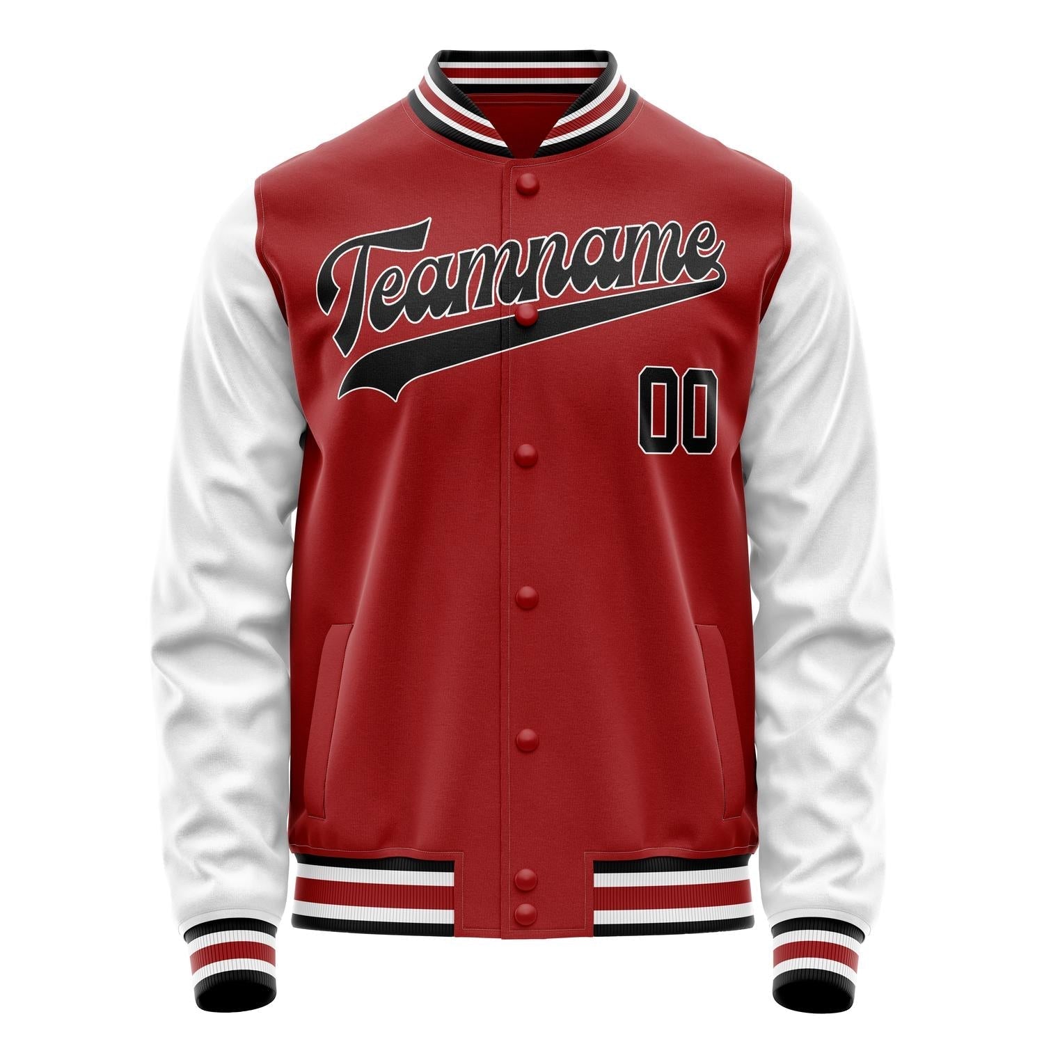 Custom Red White Solid Color Varsity Letterman Jacket JA02240617XY410