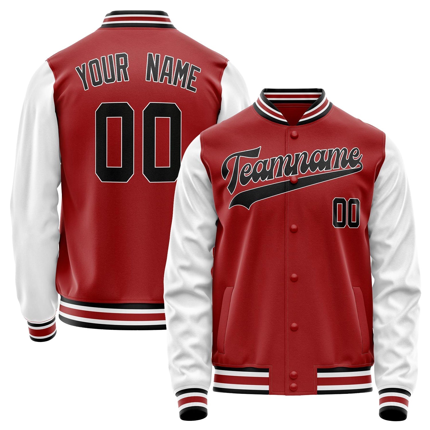 Custom Red White Solid Color Varsity Letterman Jacket JA02240617XY410