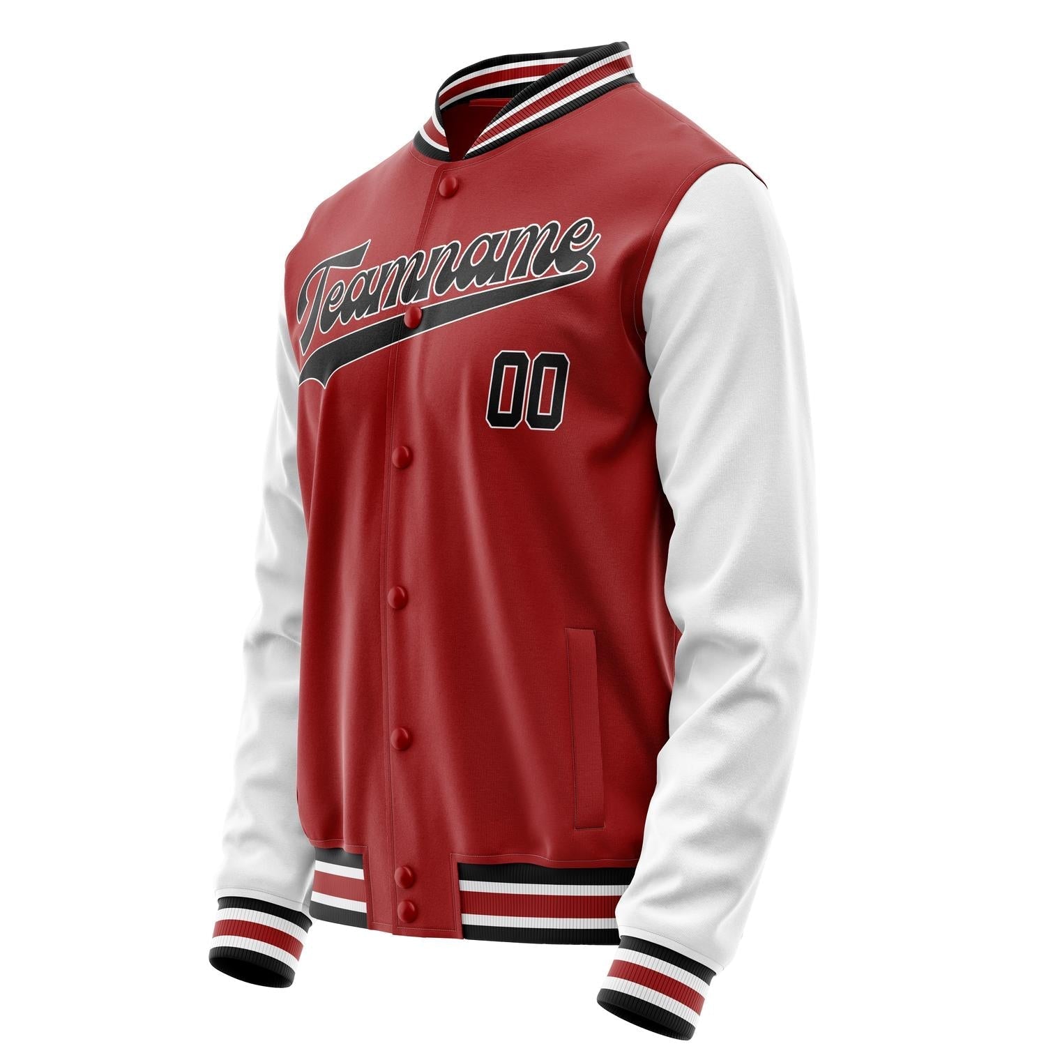 Custom Red White Solid Color Varsity Letterman Jacket JA02240617XY410