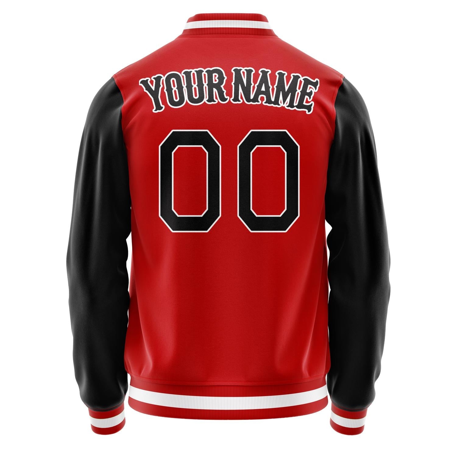 Custom Red Black Solid Color Varsity Letterman Jacket JA02240617XY412