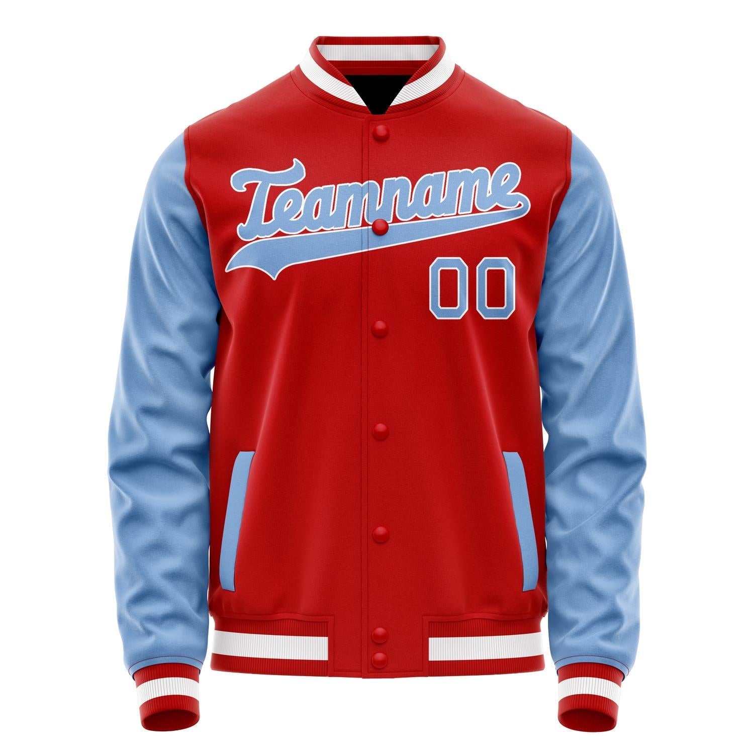 Custom Red Light-Blue Solid Color Varsity Letterman Jacket JA02240617XY413