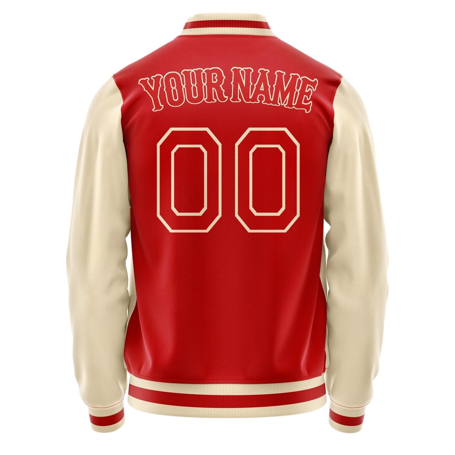 Custom Red Cream Solid Color Varsity Letterman Jacket JA02240617XY414