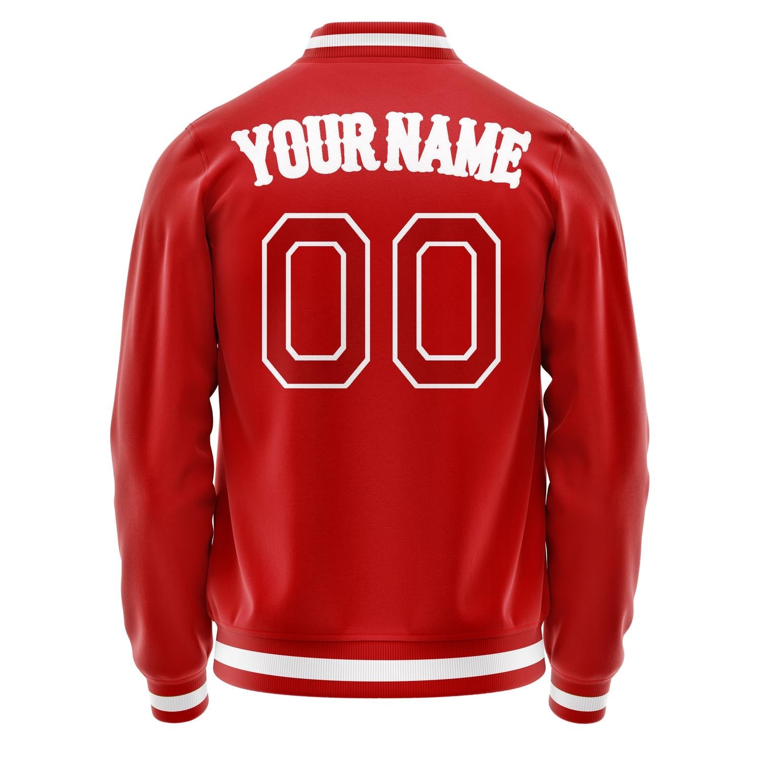 Custom Red White Solid Color Varsity Letterman Jacket JA02240617XY416