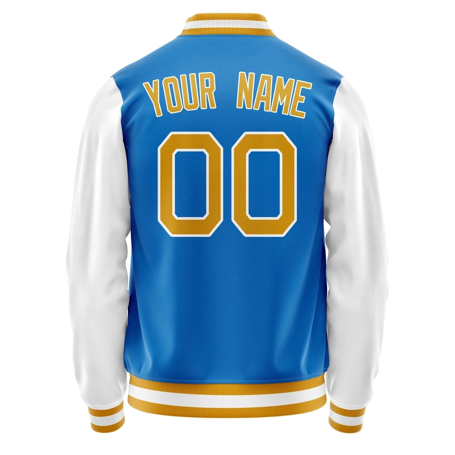 Custom Electric-Blue White Solid Color Varsity Letterman Jacket JA02240617YH118