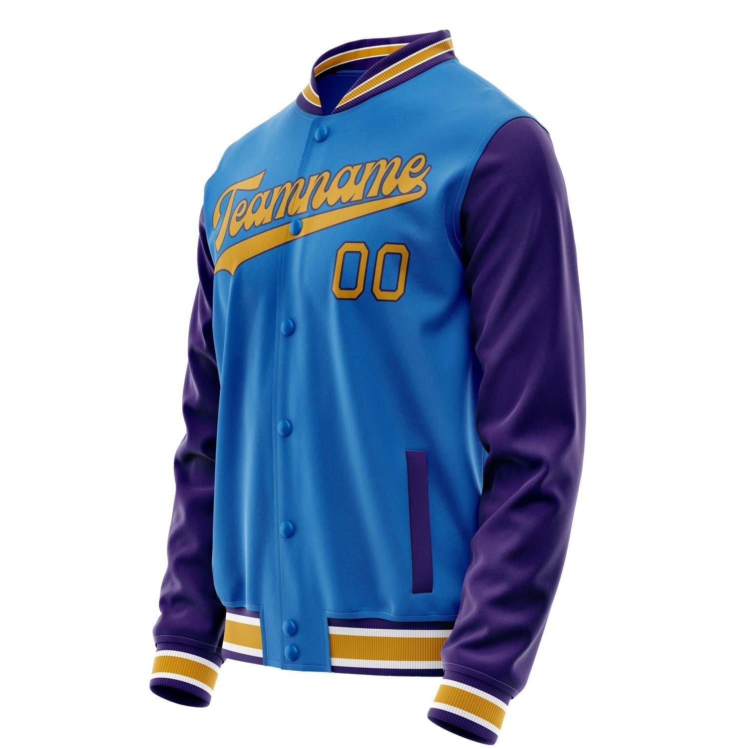 Custom Electric-Blue Purple Solid Color Varsity Letterman Jacket JA02240617YH120