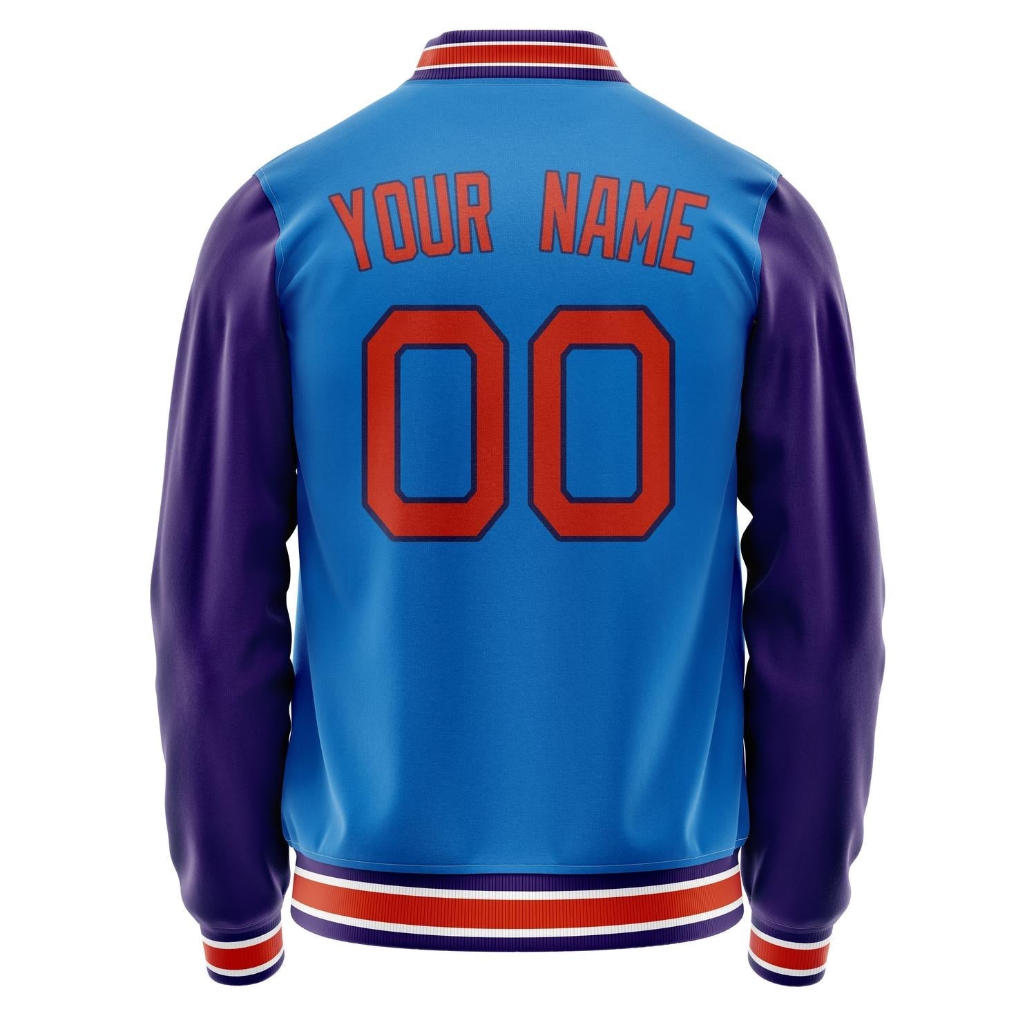 Custom Electric-Blue Purple Solid Color Varsity Letterman Jacket JA02240617YH121