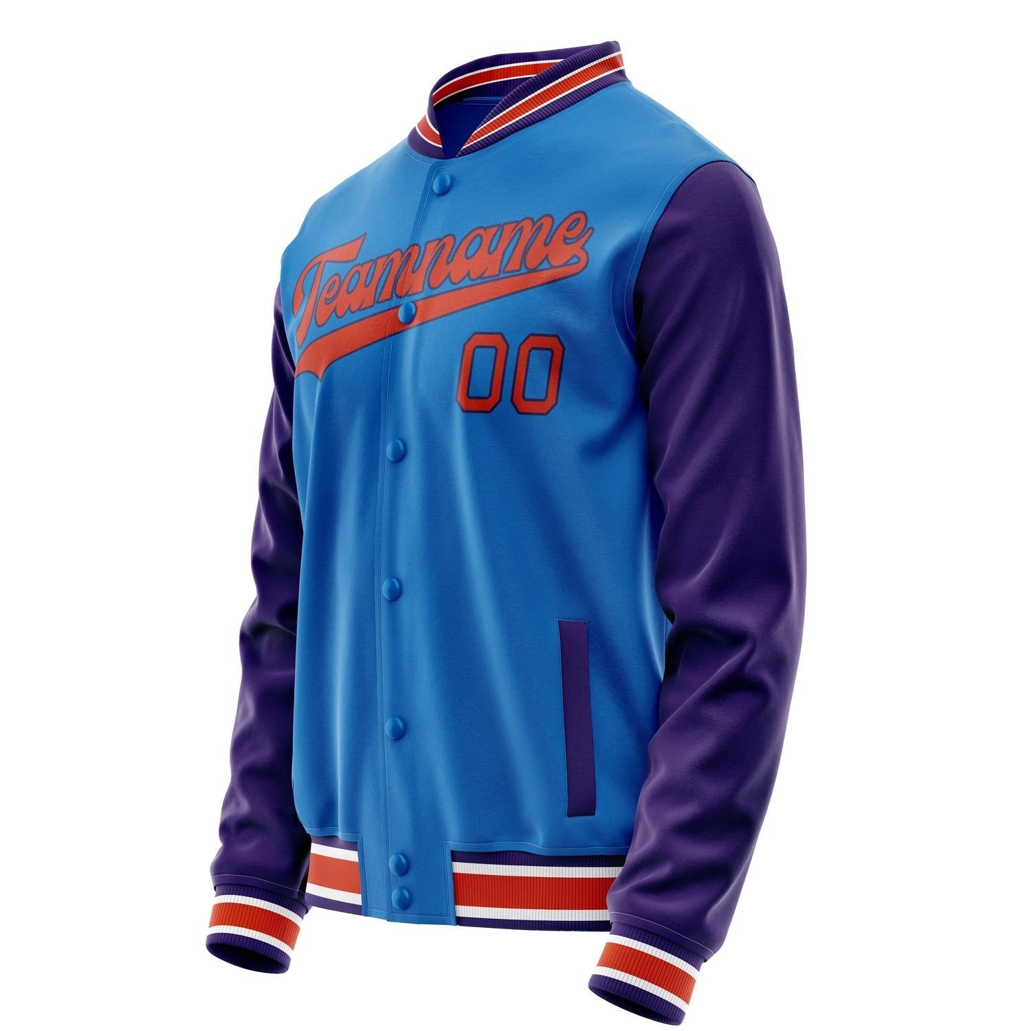 Custom Electric-Blue Purple Solid Color Varsity Letterman Jacket JA02240617YH121